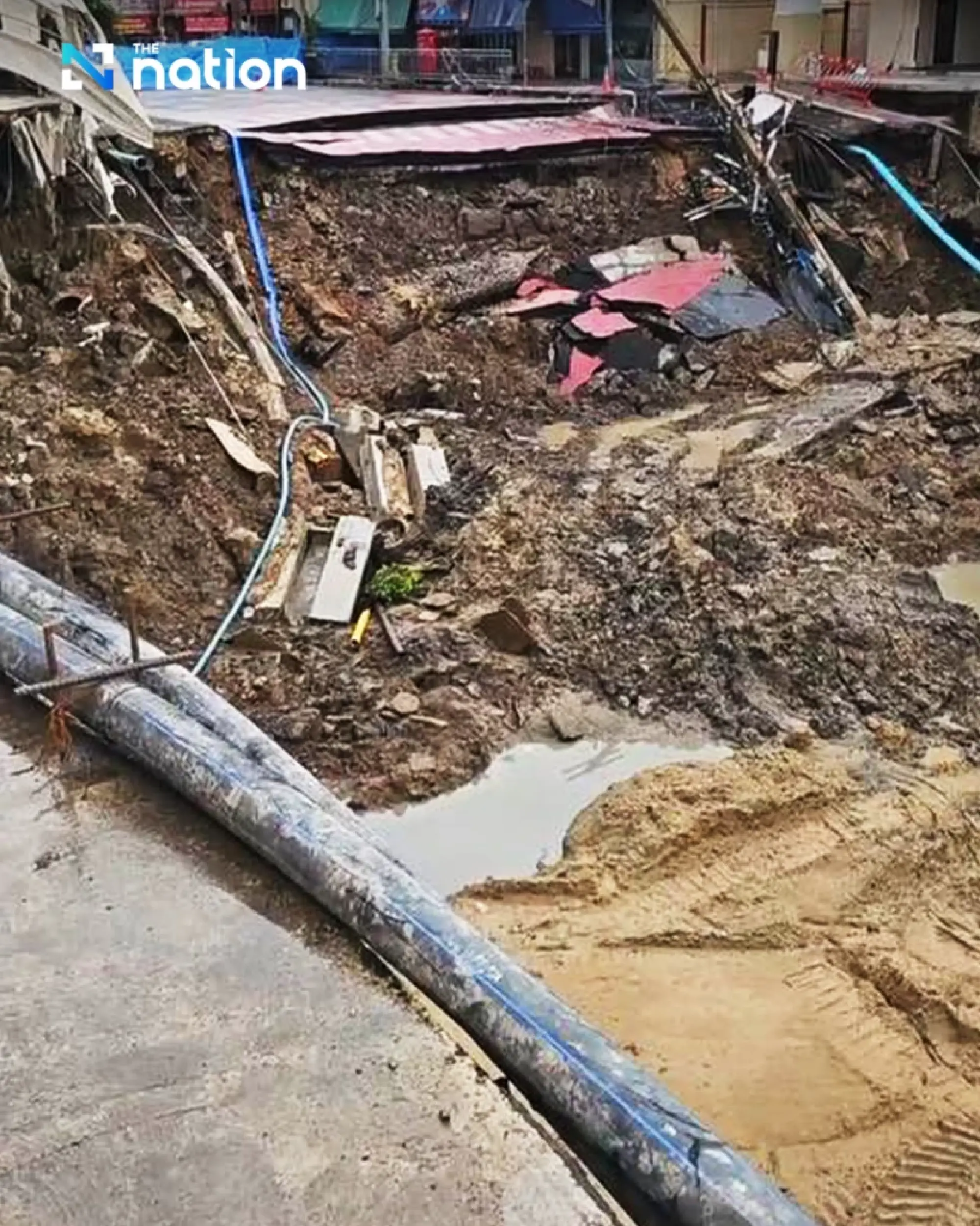 Progress on Sam Sen road sinkhole: Road expected to reopen in 6 days