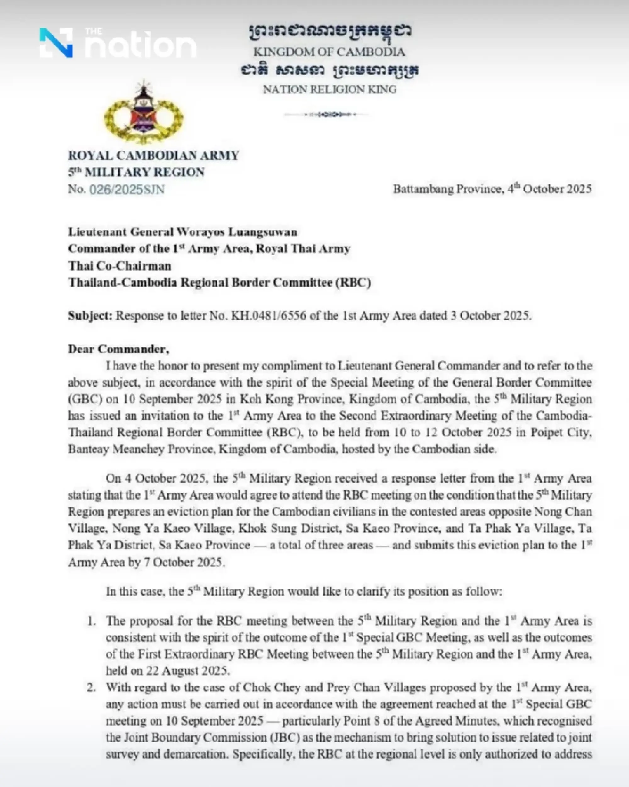 Cambodia rejects Thailand’s call for eviction plan, insists on JBC process