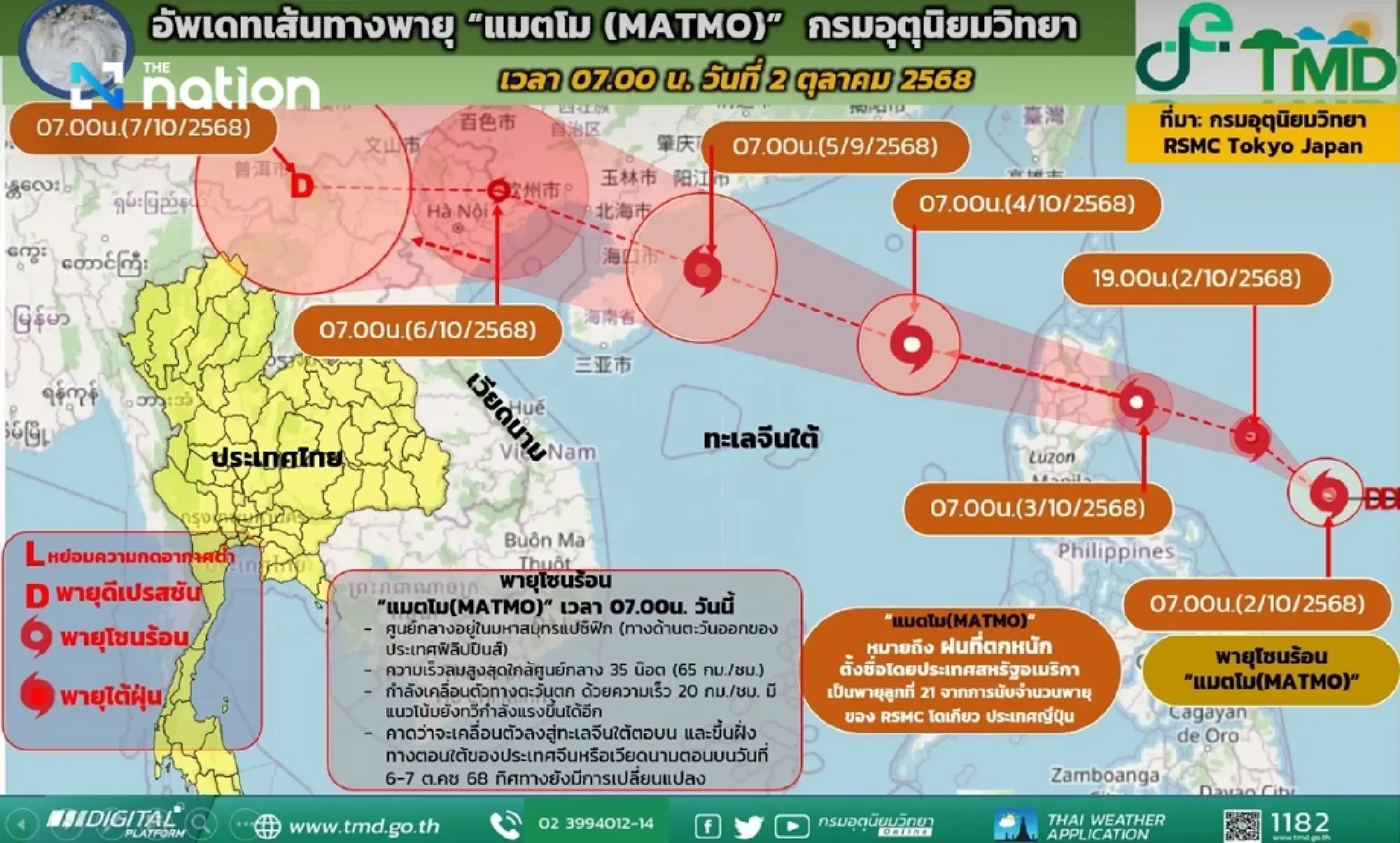 TMD updates track of tropical storm Matmo, no threat to Thailand