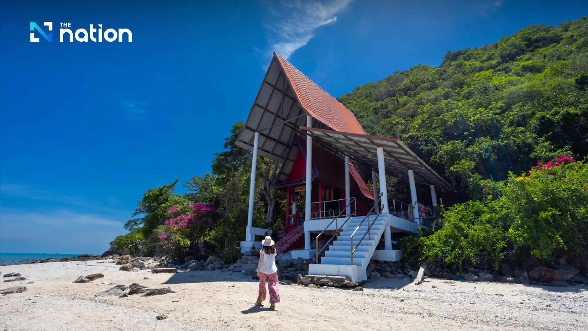 Thai shrine where bras are offered as tributes to fulfilled wishes