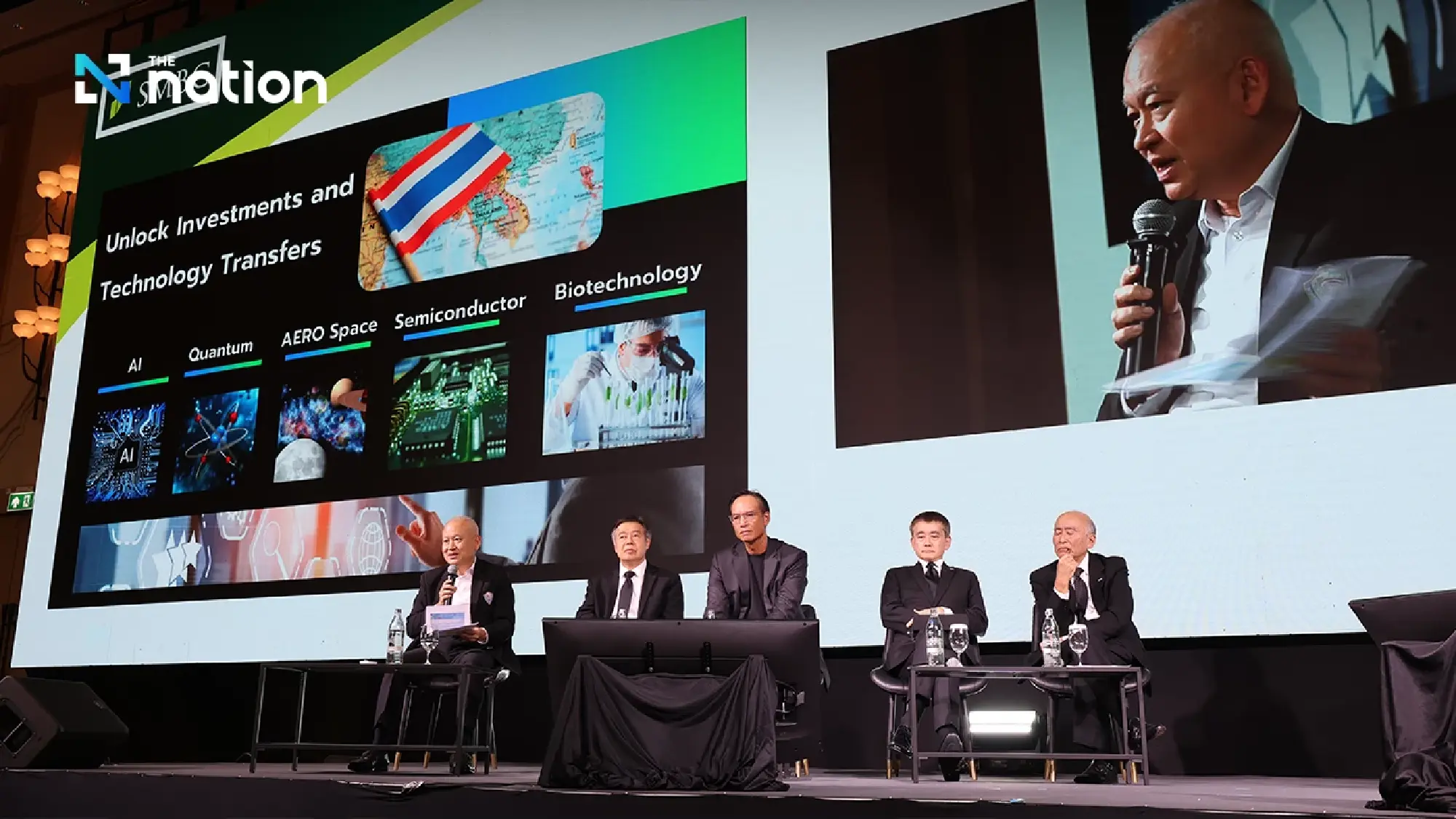 From left, Chanintr Chalisarapong, Dr Supavud Saichuea, Korn Chatikavanij, Koichiro Yui and Mitsuhiro Furusawa