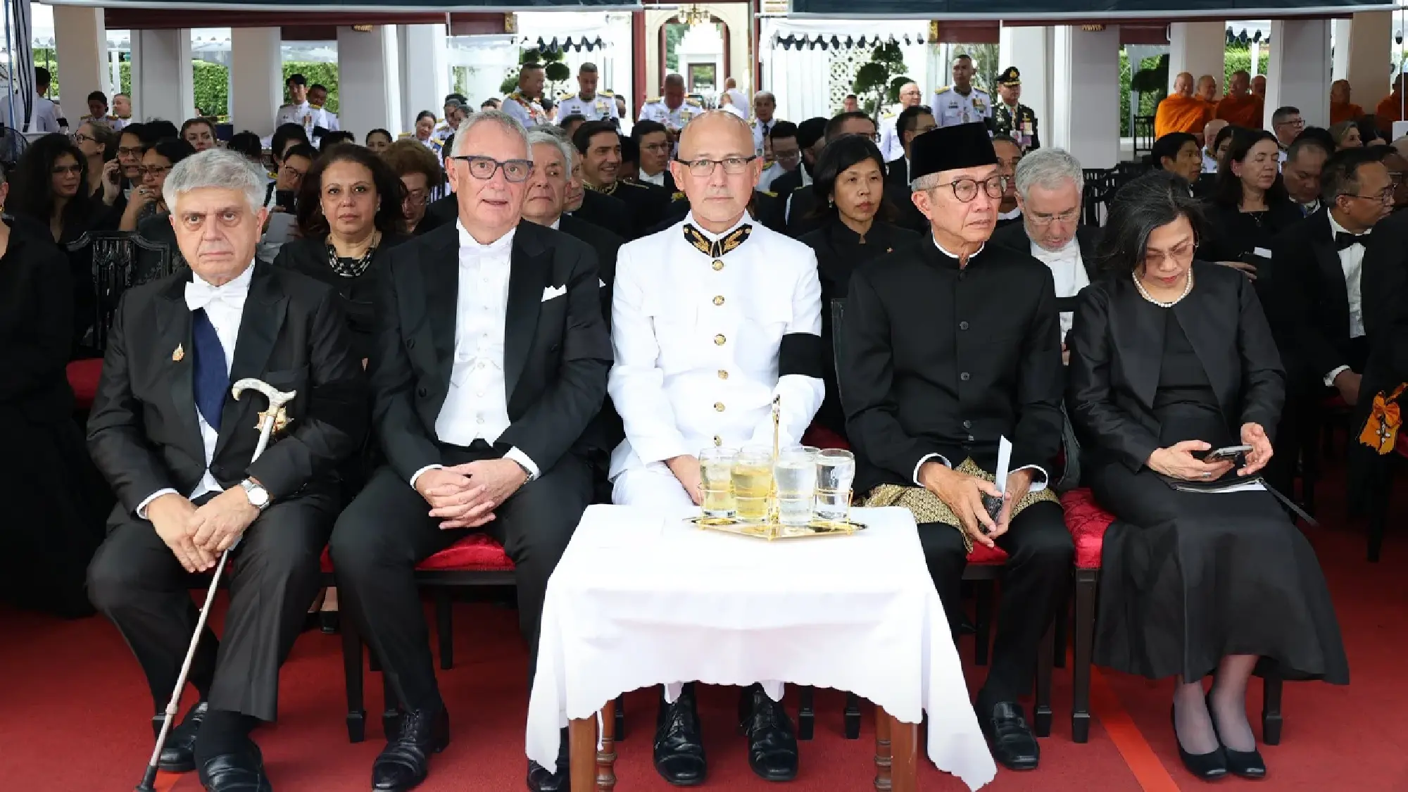 Diplomats pay tribute to Her Majesty Queen Sirikit The Queen Mother at Dusit Maha Prasat