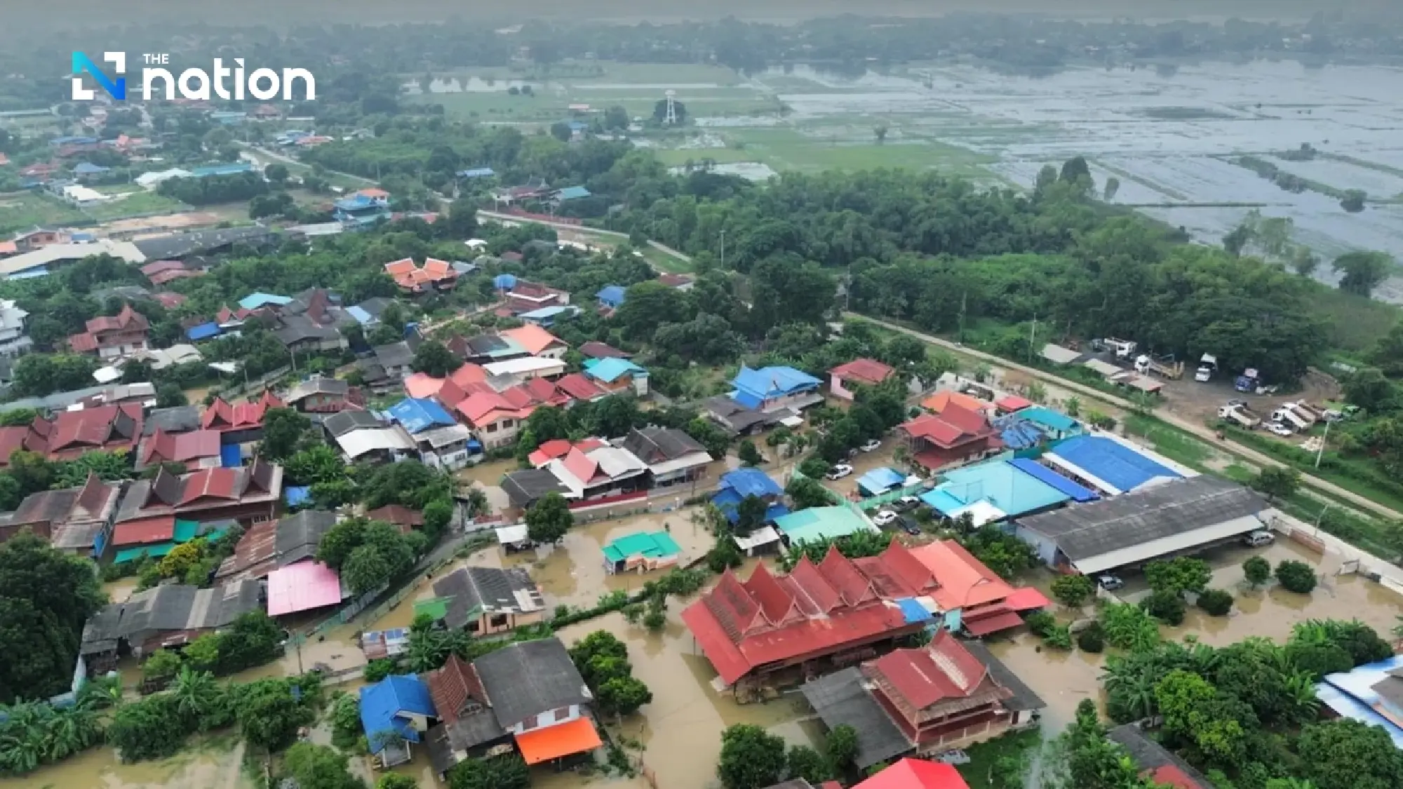 Pa Mok flooded again! Highway closed as Chao Phraya River overflows