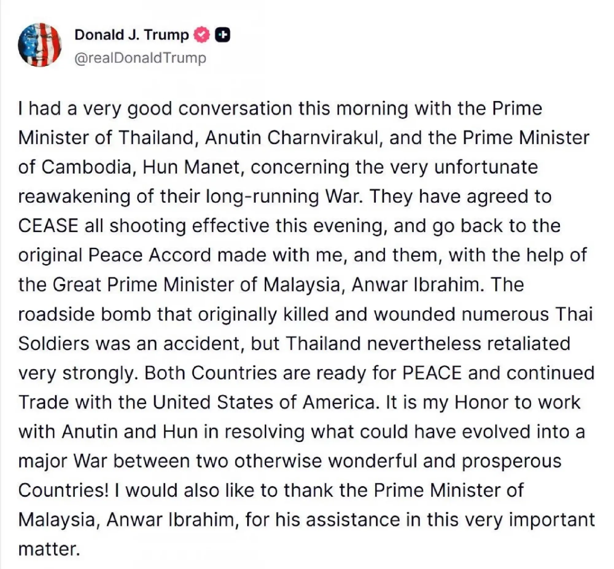 Three leaders’ statements diverge: US, Thai and Cambodian tones don’t match