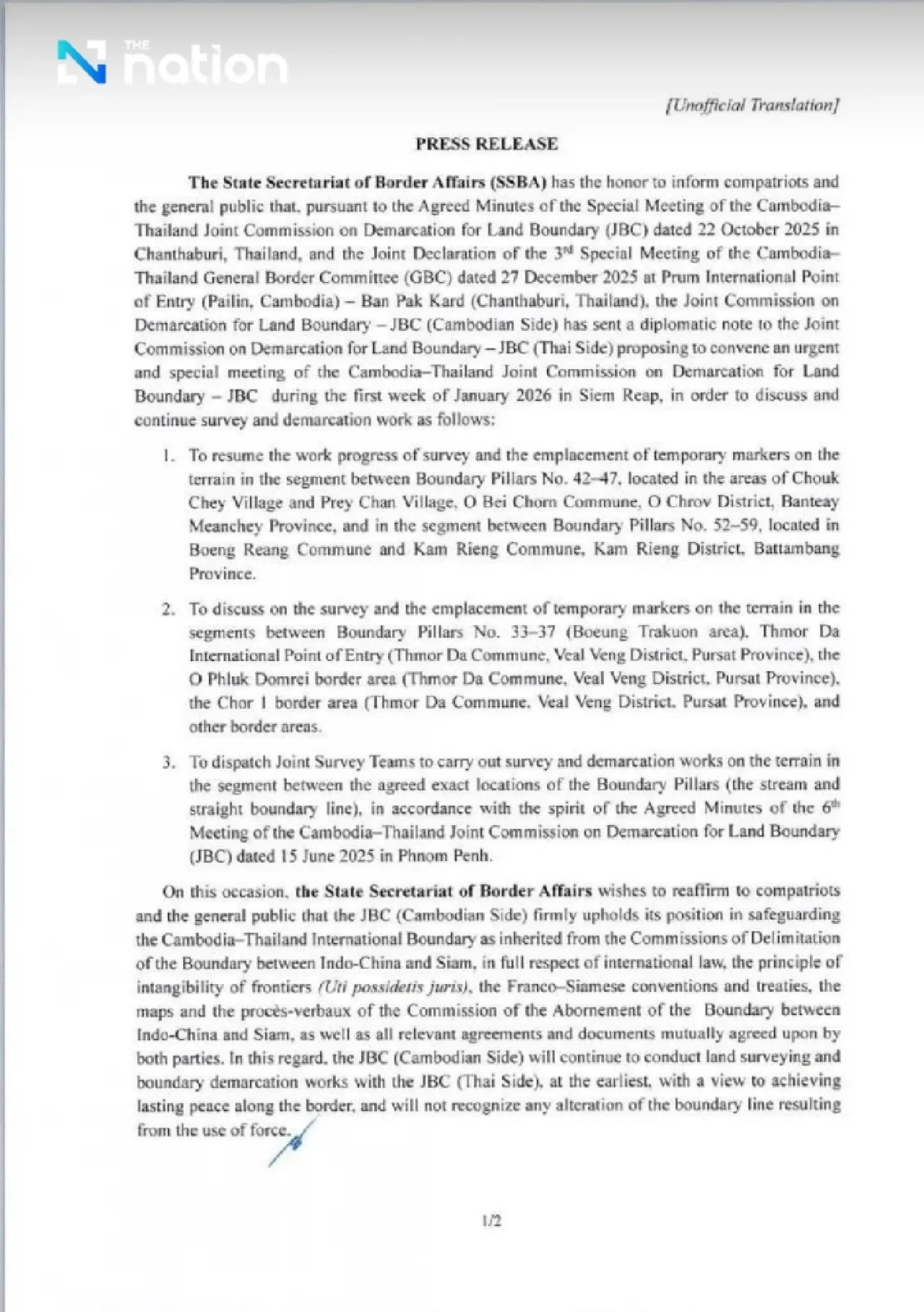 Cambodia seeks urgent JBC border talks in Siem Reap after ceasefire