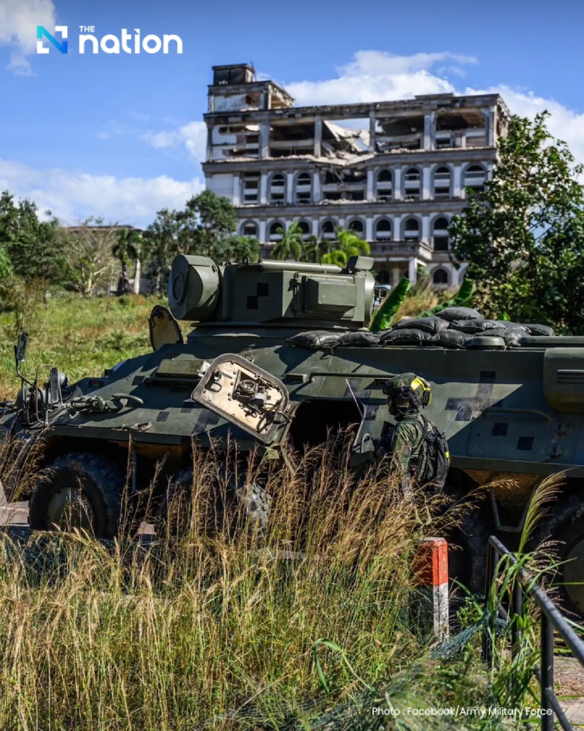 Marines secure area encroached on by Cambodian casino and residential building