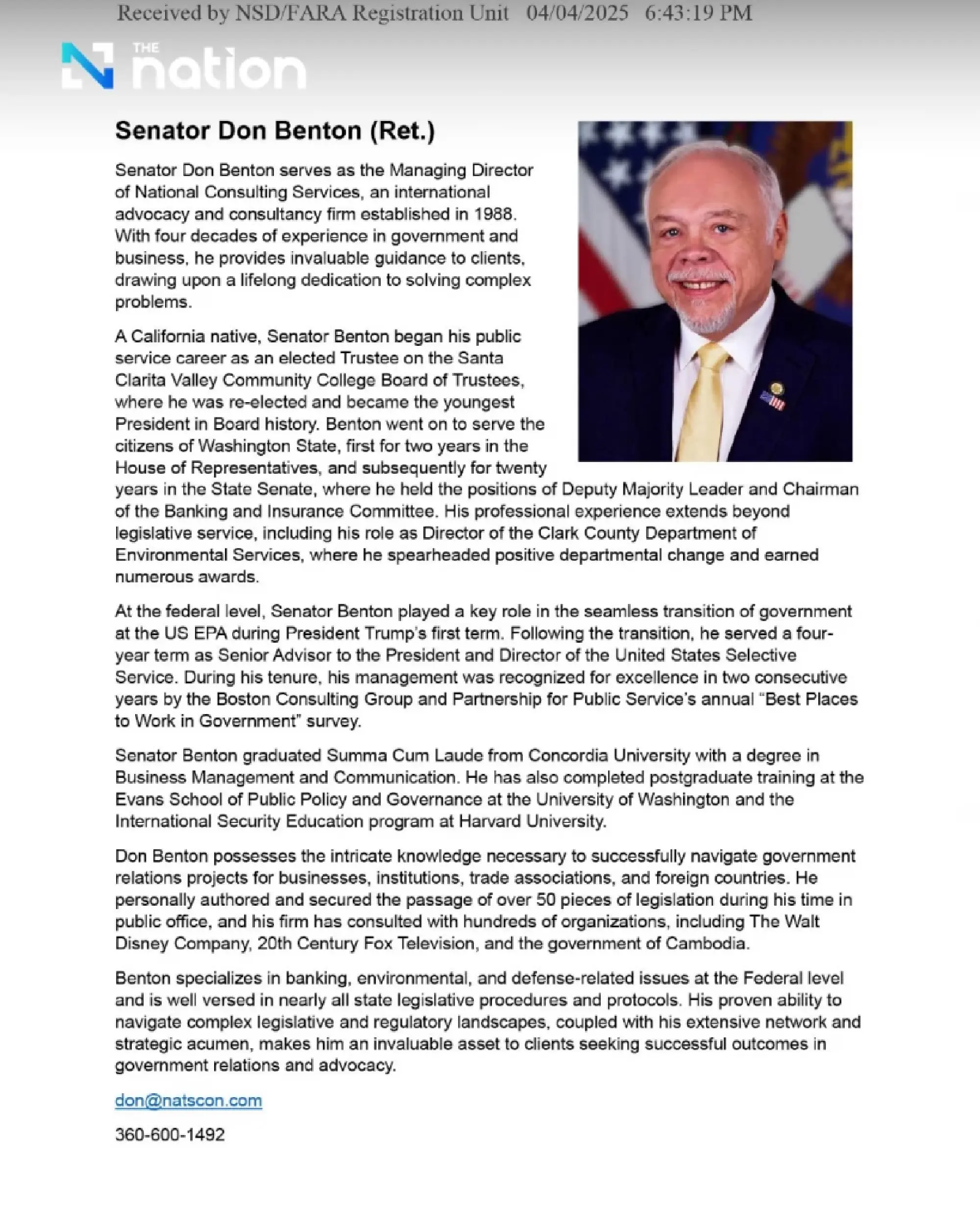 “Don Benton”, a “Trump ally” lobbying for “US backing for Cambodia”