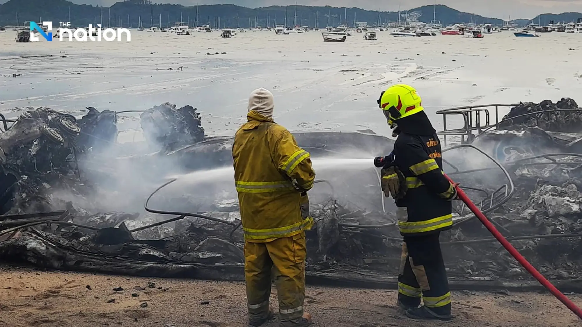 More than 20 speedboats destroyed in Phuket marina fire as governor orders probe and oil-containment measures