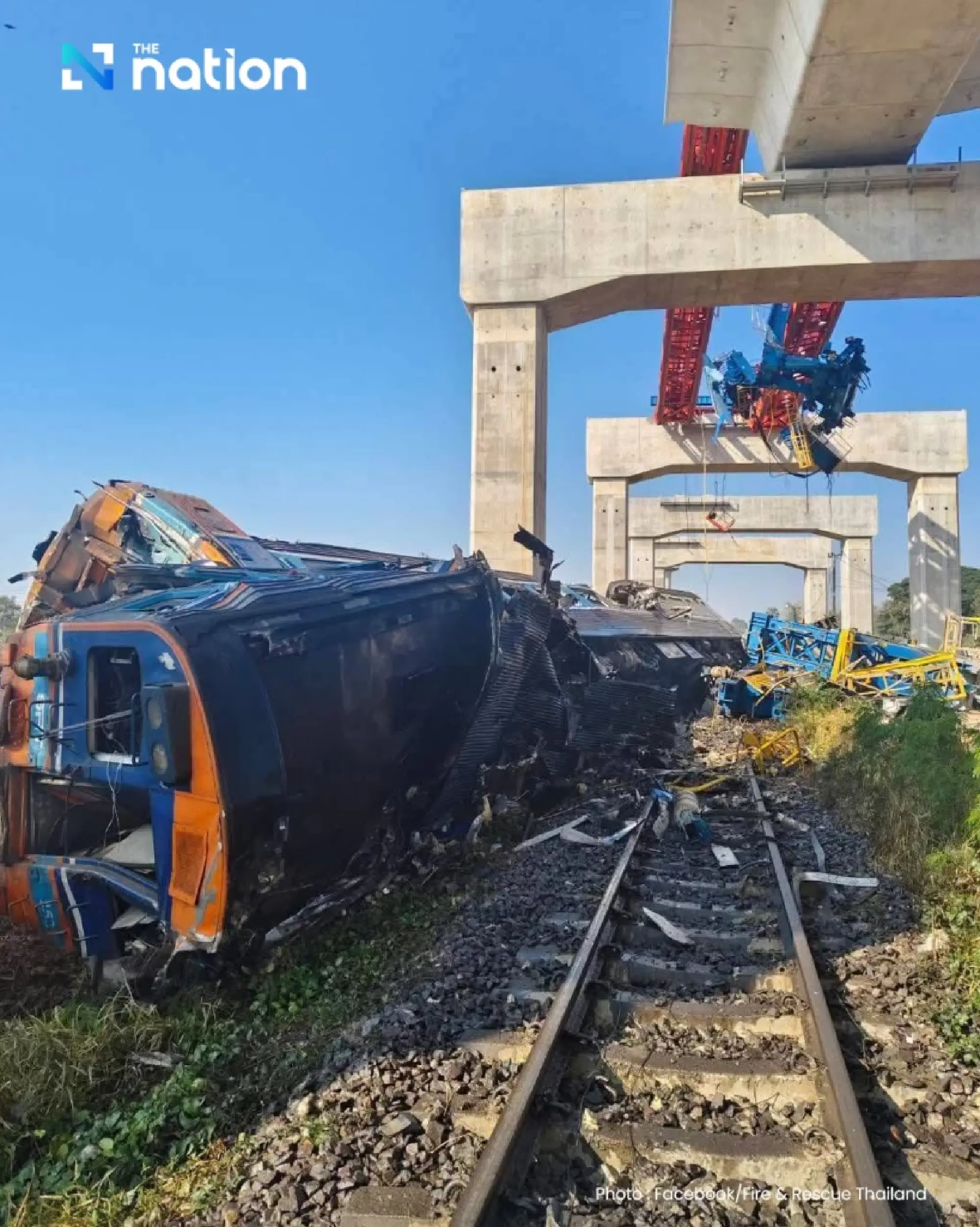 Crane falls onto tracks, causing deadly train crash in Nakhon Ratchasima, 40+ injured