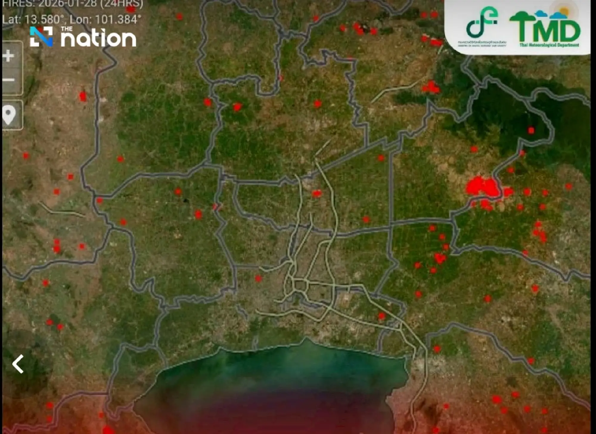 Urgent: PM2.5 set to worsen in Bangkok tonight as winds carry smoke from Nakhon Nayok