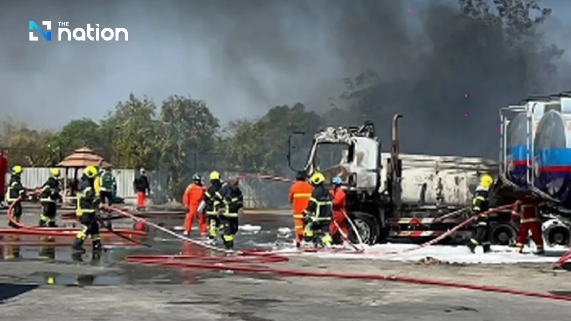Fire at petrol station next to school in Khon Kaen, students evacuated