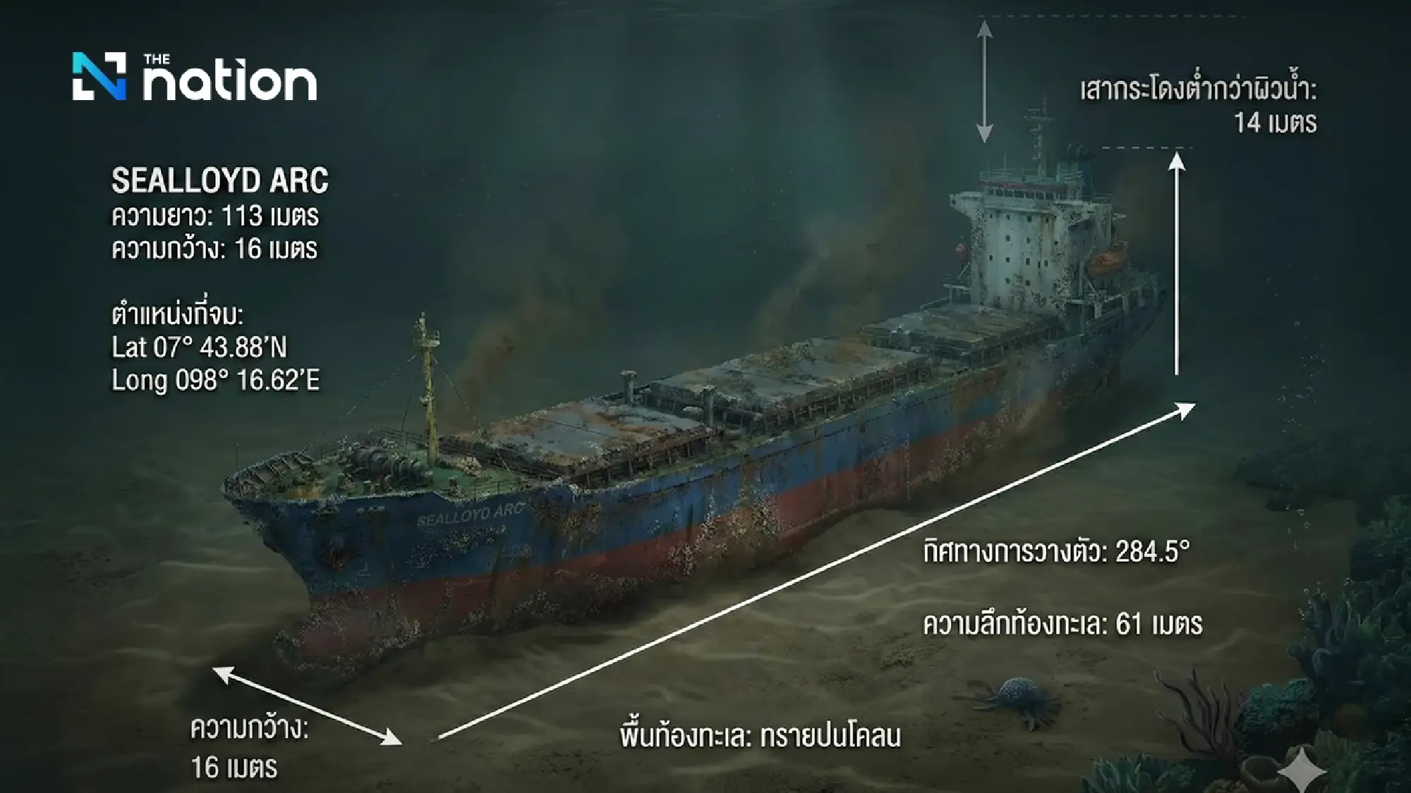 Navy locates sunken SEALLOYD ARC off Phuket as PCD warns over hazardous containers