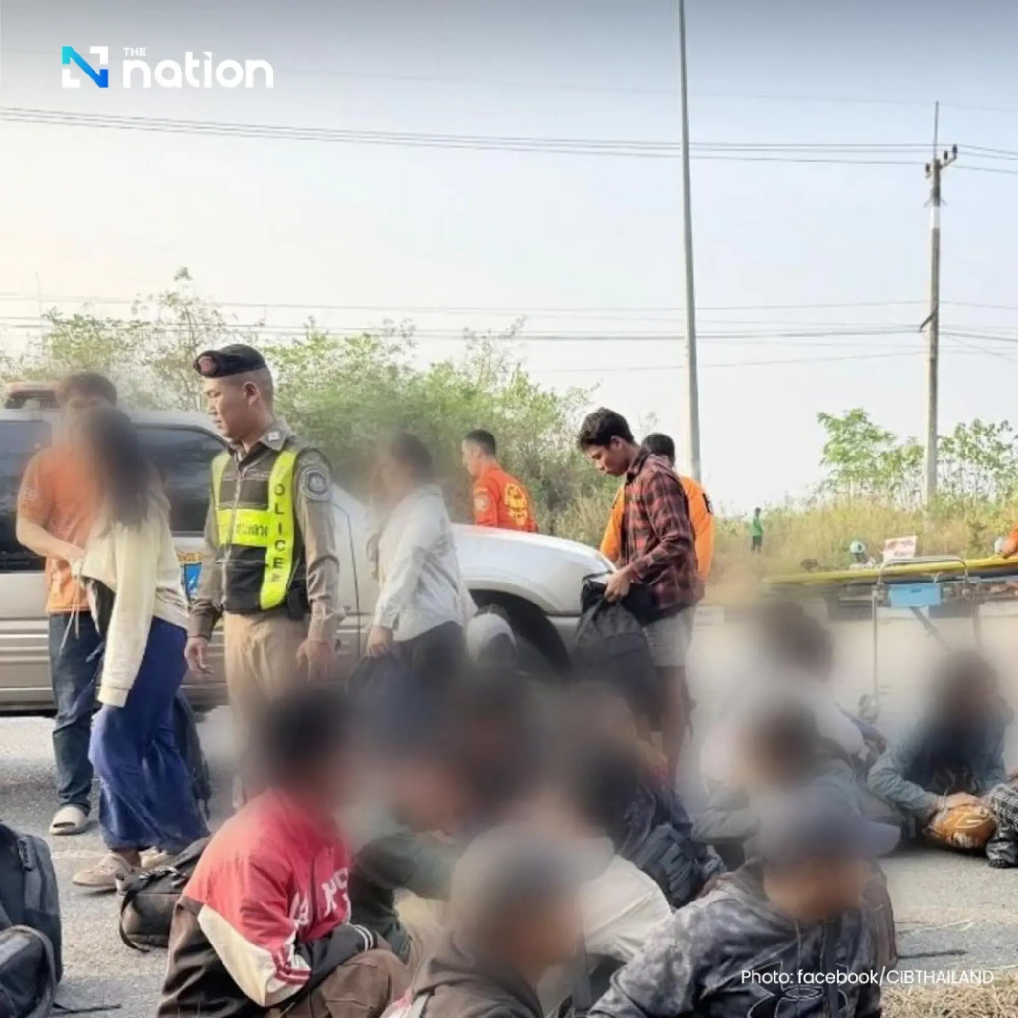 Police chase ends in crash, 21 injured as truck with 44 Myanmar migrants overturns in Kanchanaburi