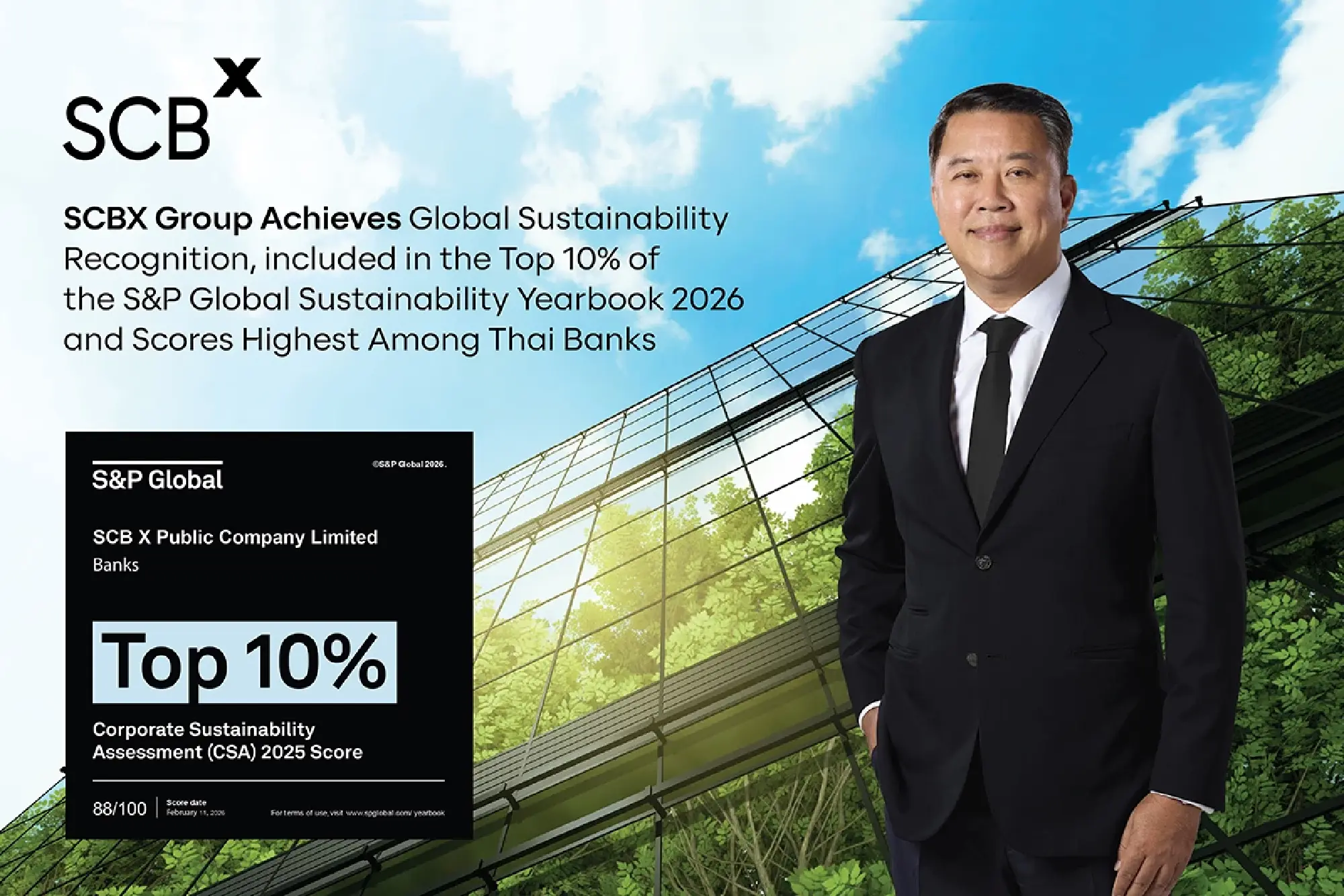 SCBX Group Achieves Global Sustainability Recognition, included in the Top 10% of the S&P Global Sustainability Yearbook 2026 and Scores Highest Among Thai Banks