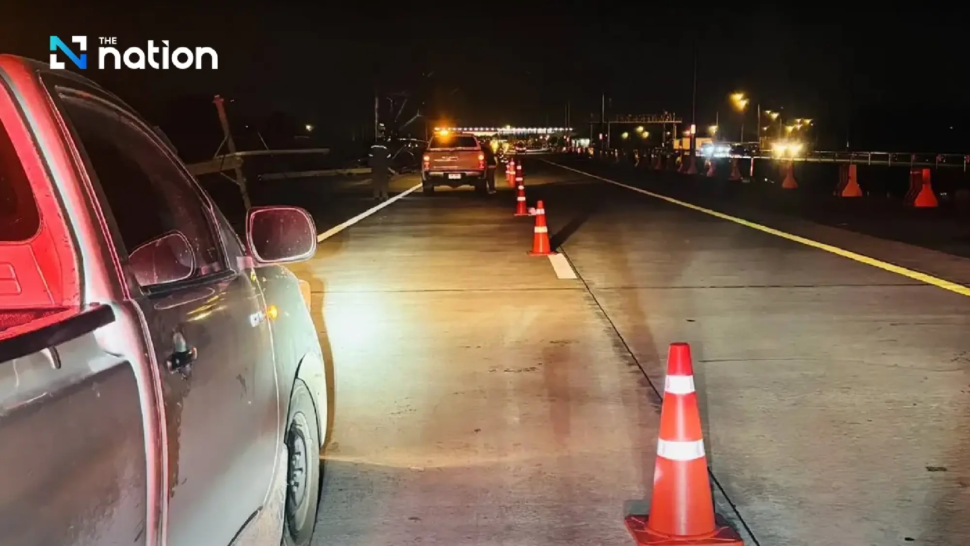 Summer storm downs power poles on motorway in Nakhon Ratchasima