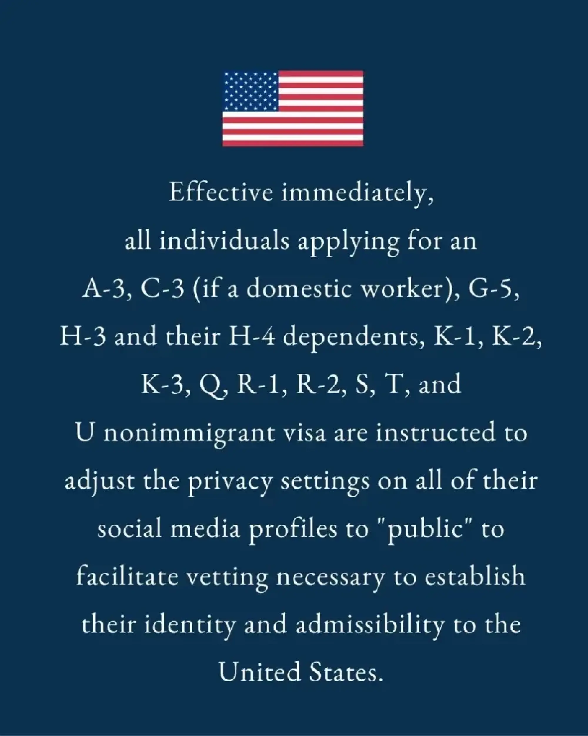 New US visa rule requires public social media accounts