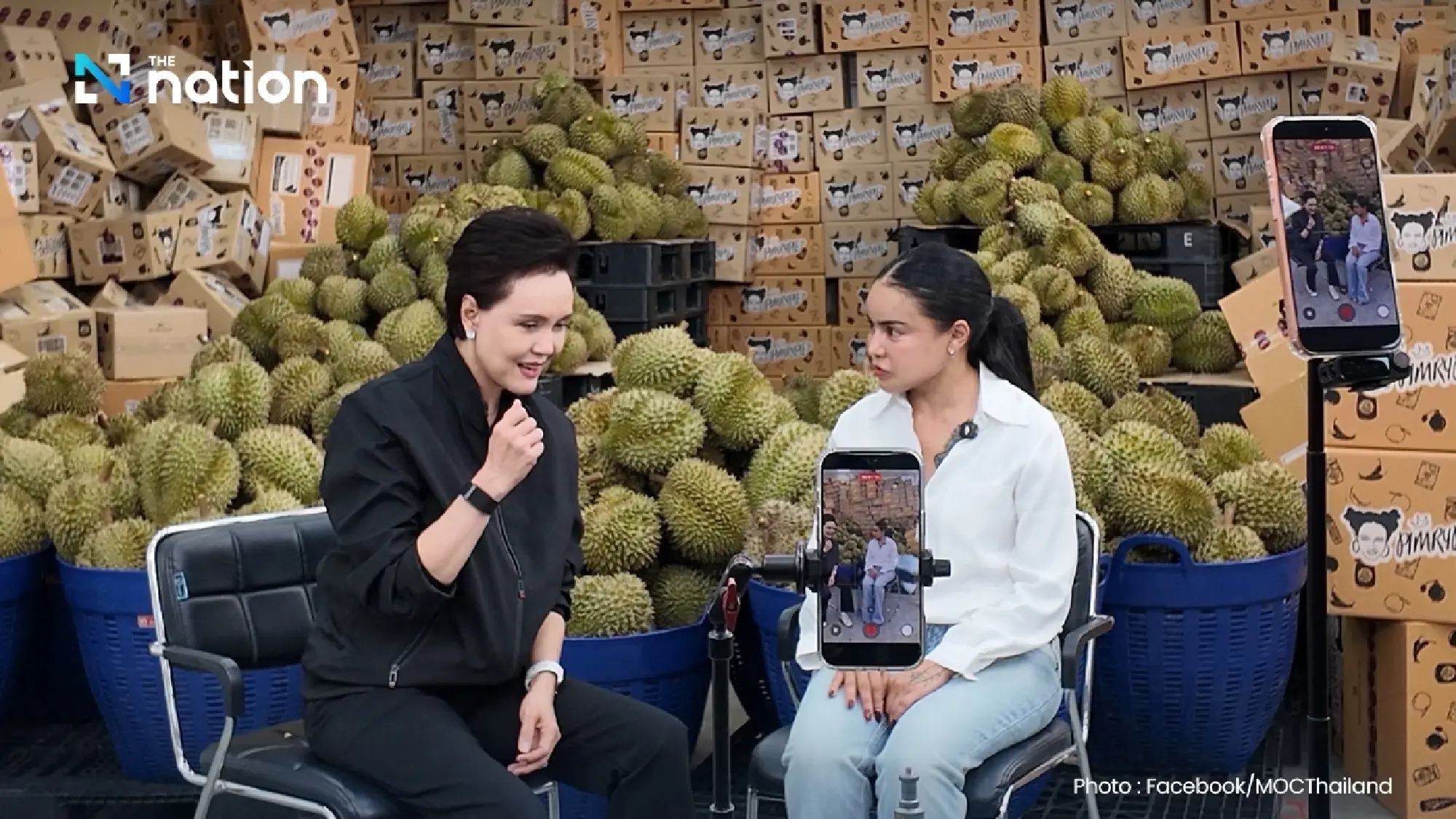 Suphajee teams up with Pimrypie to sell 1 million durians at THB100 each