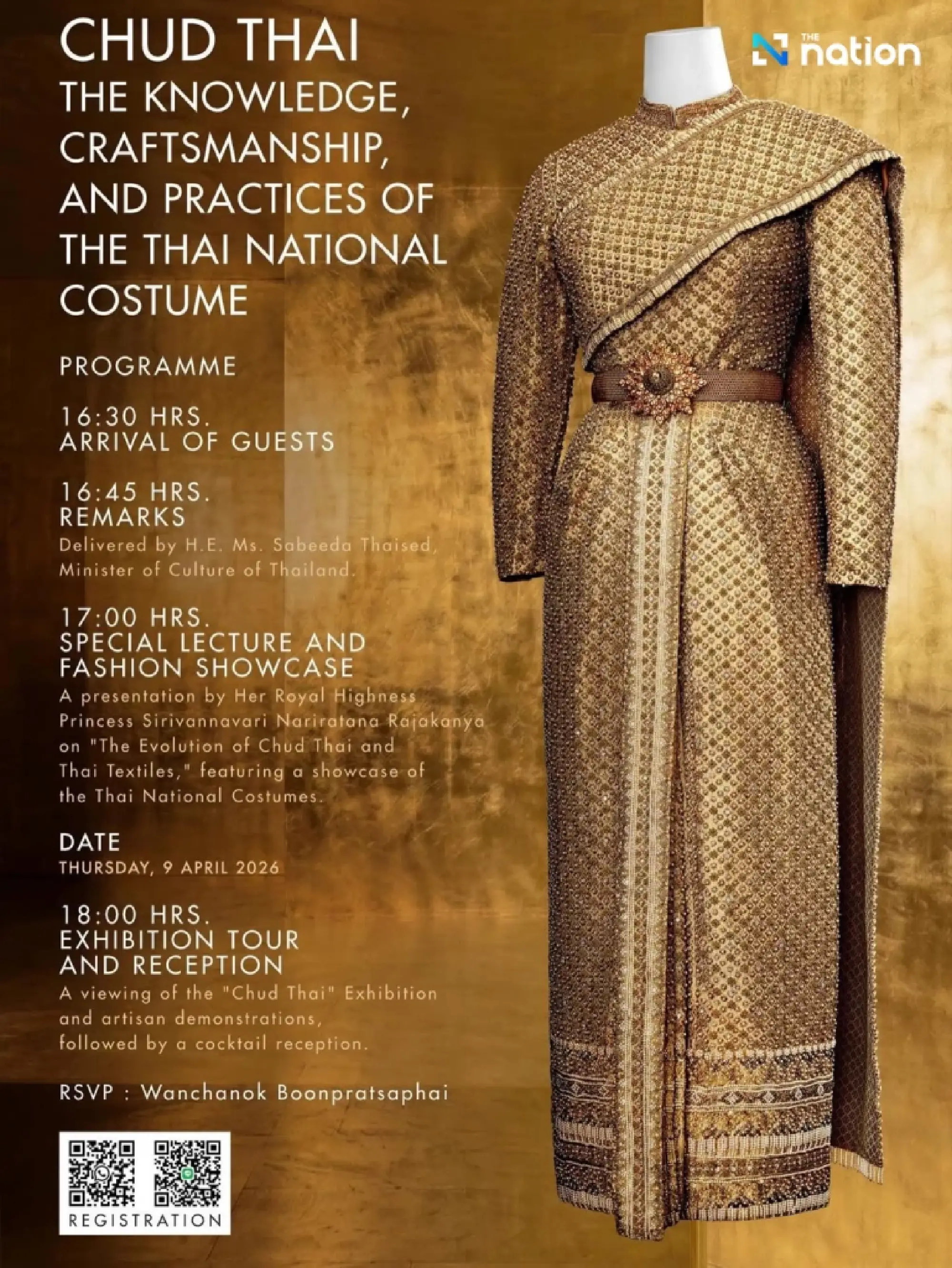 HRH Princess Sirivannavari to deliver keynote on Thai national costume in The Hague on April 9