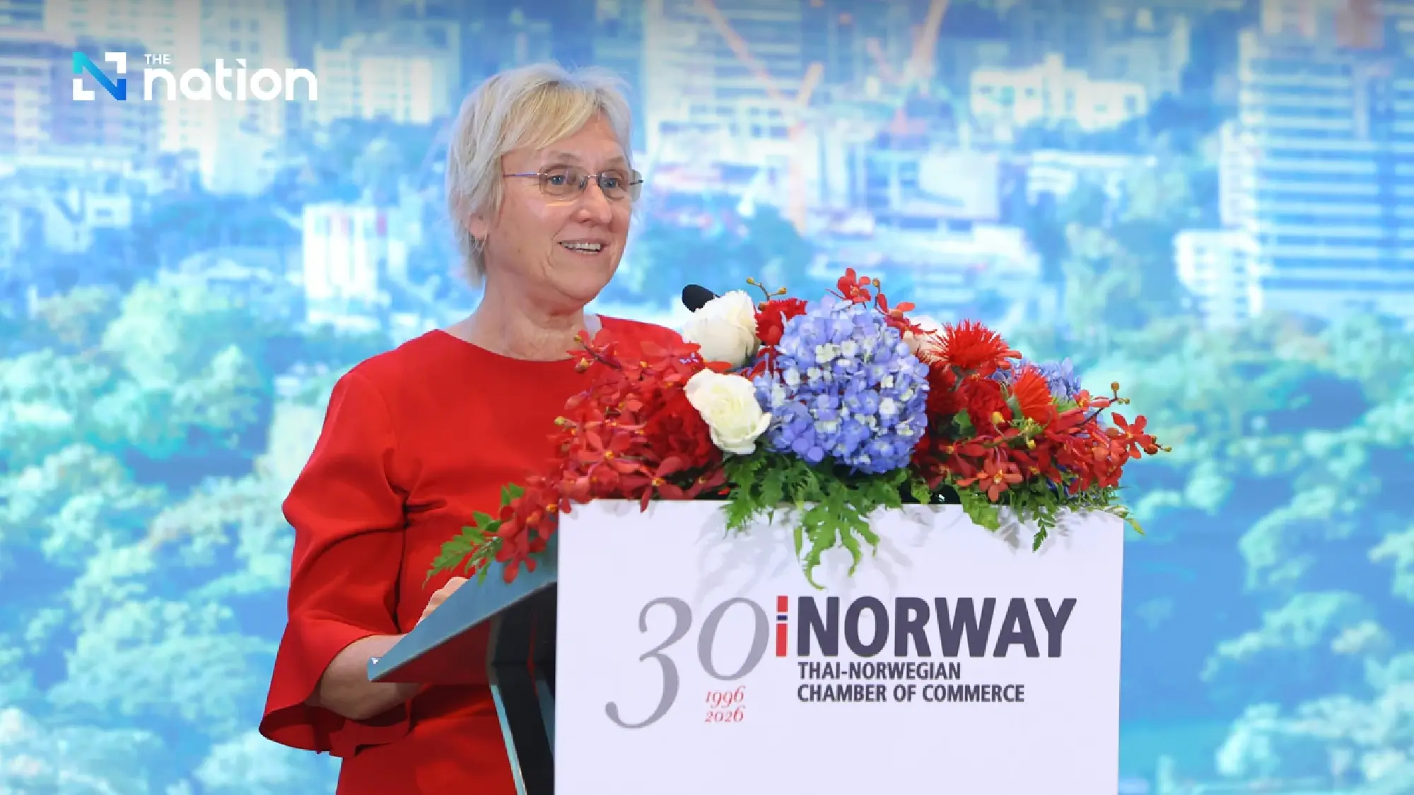 Ambassador Helle delivered her address at the Fuji Ballroom.