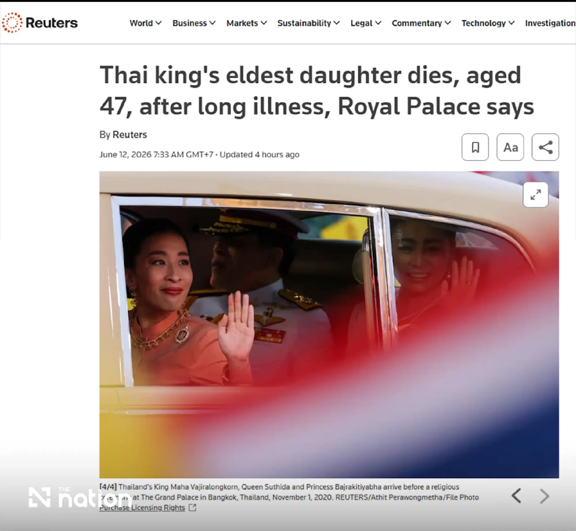 World media report passing of Thailand’s ‘lawyer princess’