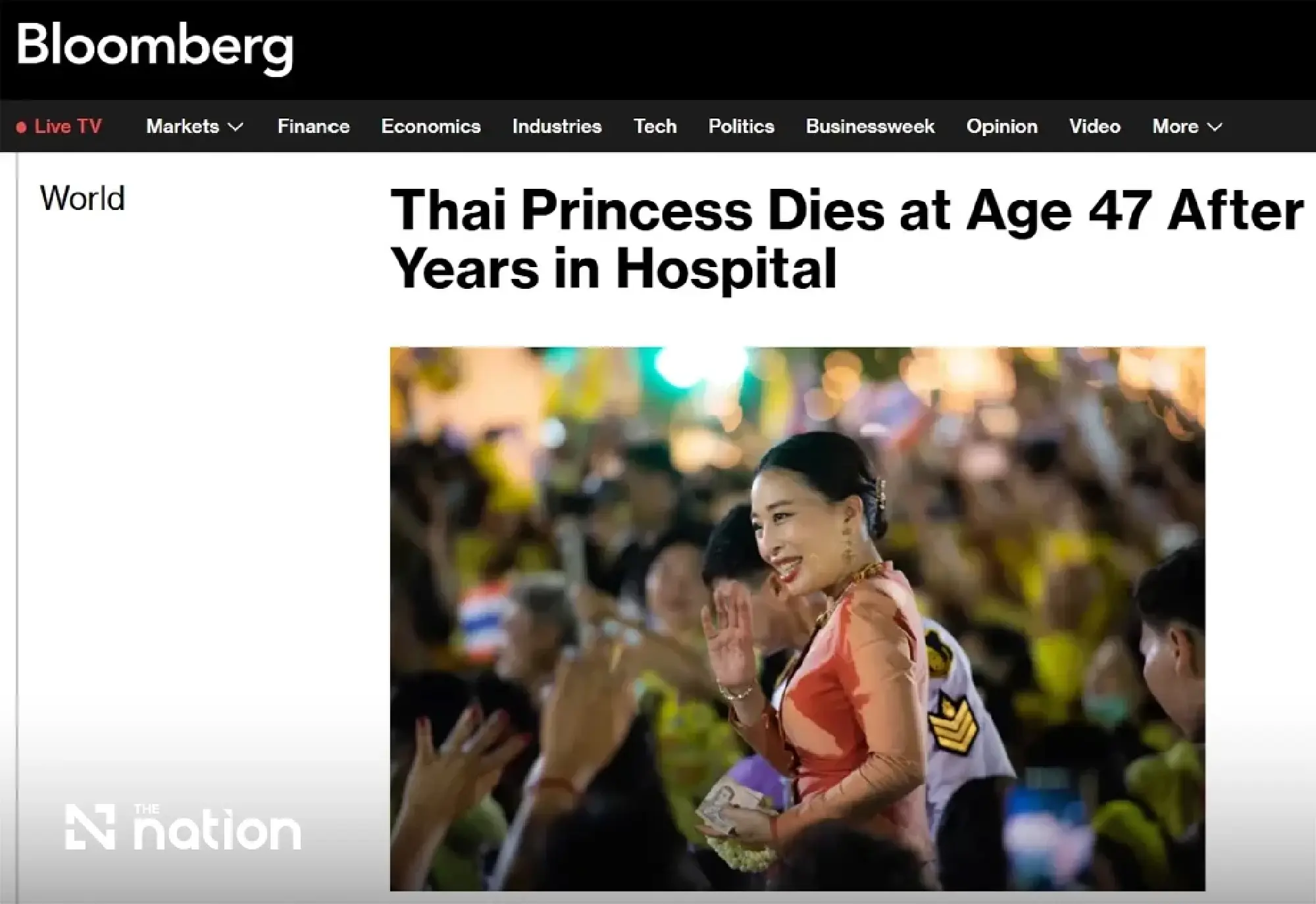World media report passing of Thailand’s ‘lawyer princess’
