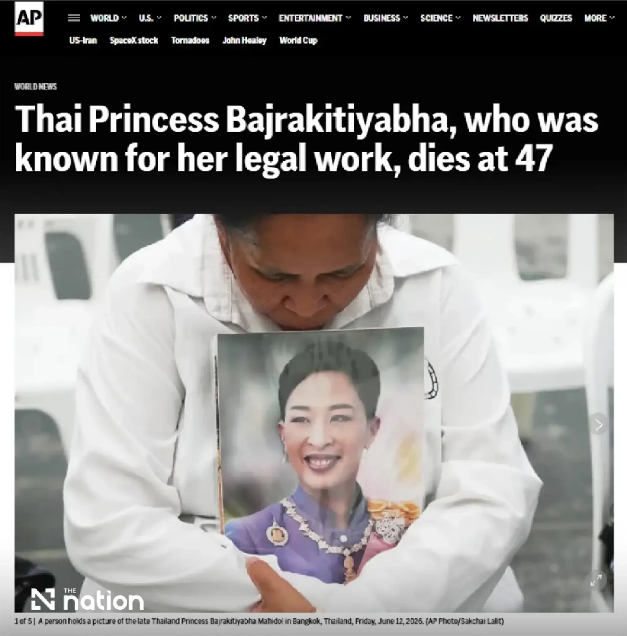World media report passing of Thailand’s ‘lawyer princess’