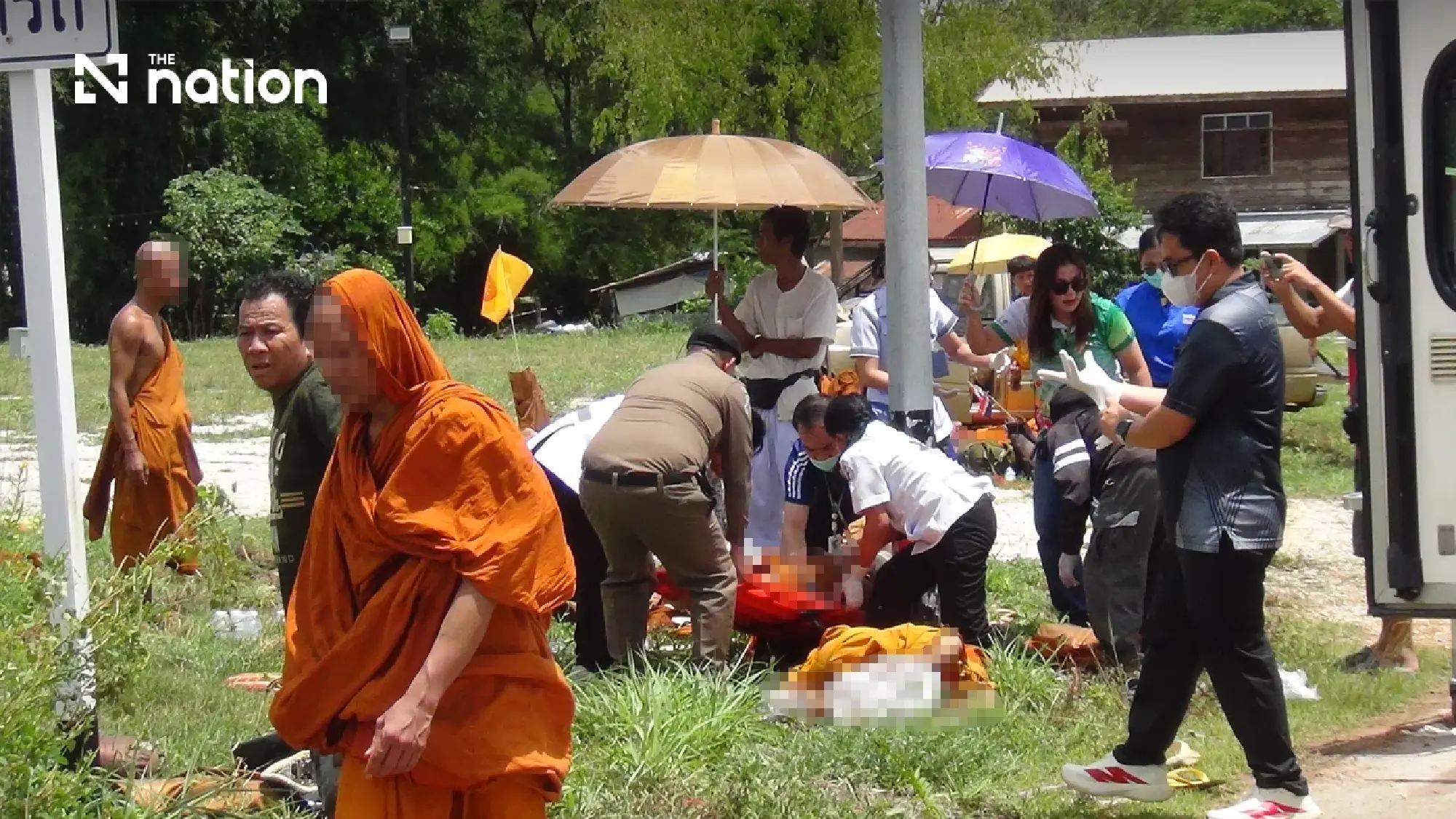 Eight monks killed, 13 injured after 11-year-old allegedly crashes pickup into pilgrimage group in Mukdahan