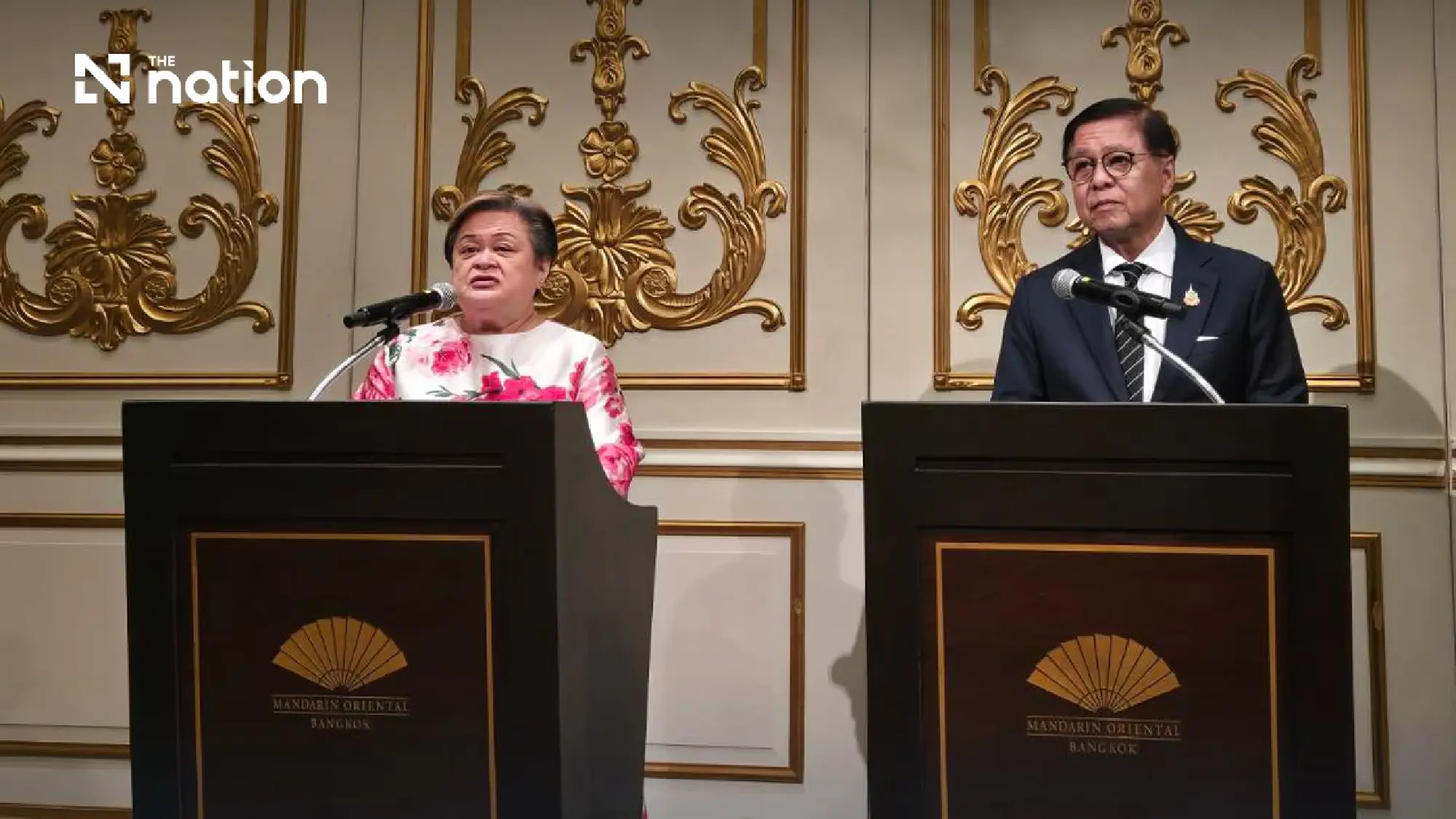(from left) Maria Theresa Parreño Lazaro and Sihasak Phuangketkeow