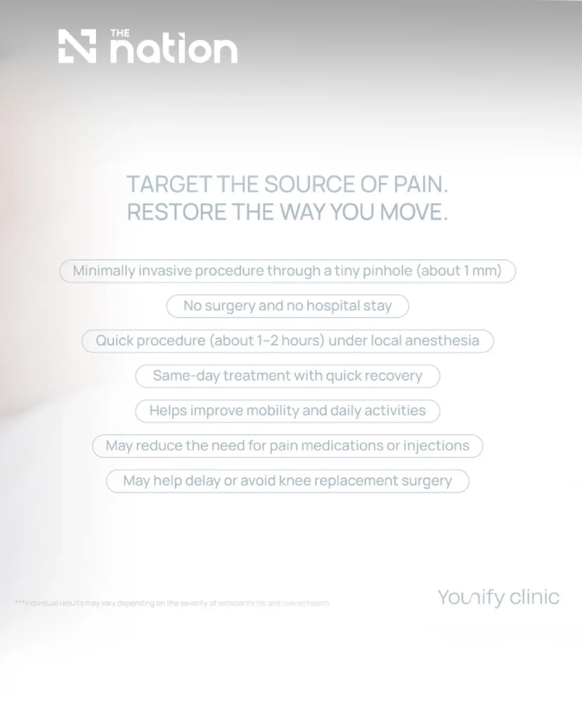 GAE offers non-surgical relief for osteoarthritis knee pain