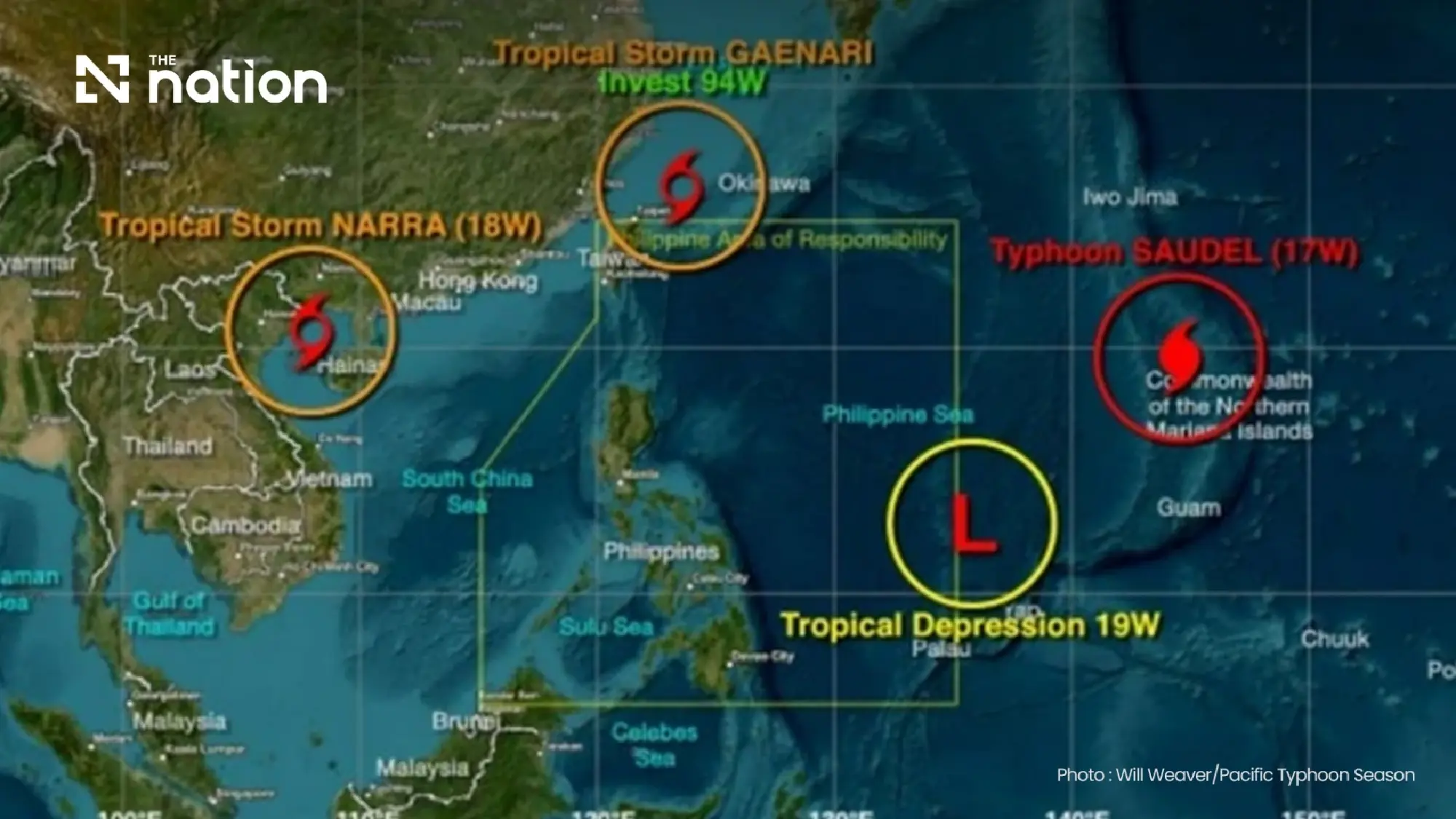 TMD tracks four Pacific storms, none headed for Thailand