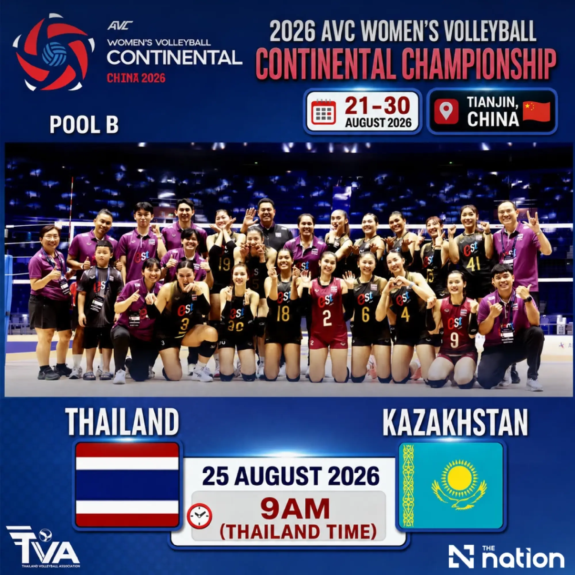 Thailand face Kazakhstan at 9am in Asian volleyball clash