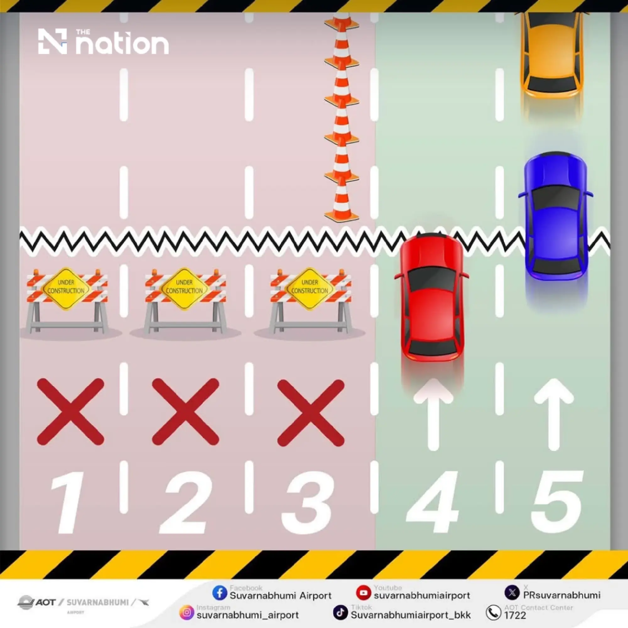 Suvarnabhumi roadworks to divert terminal traffic for seven months