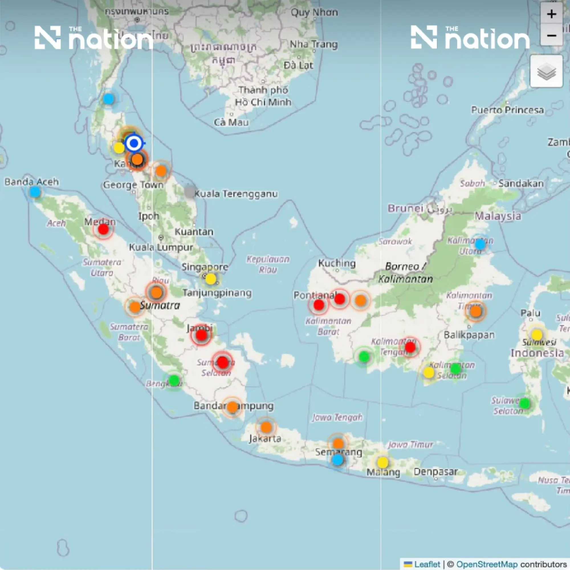 Sumatra wildfire smoke blankets Hat Yai in southern Thailand