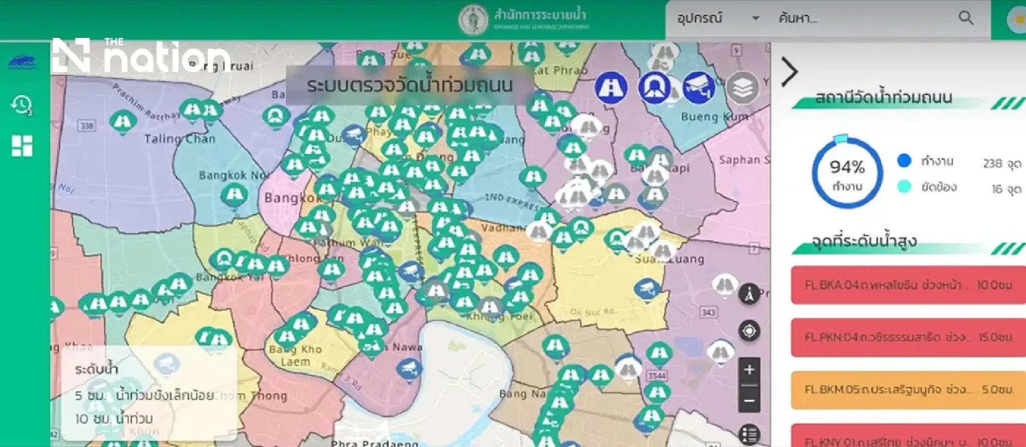 Flood monitoring systems available in Bangkok and nearby provinces
