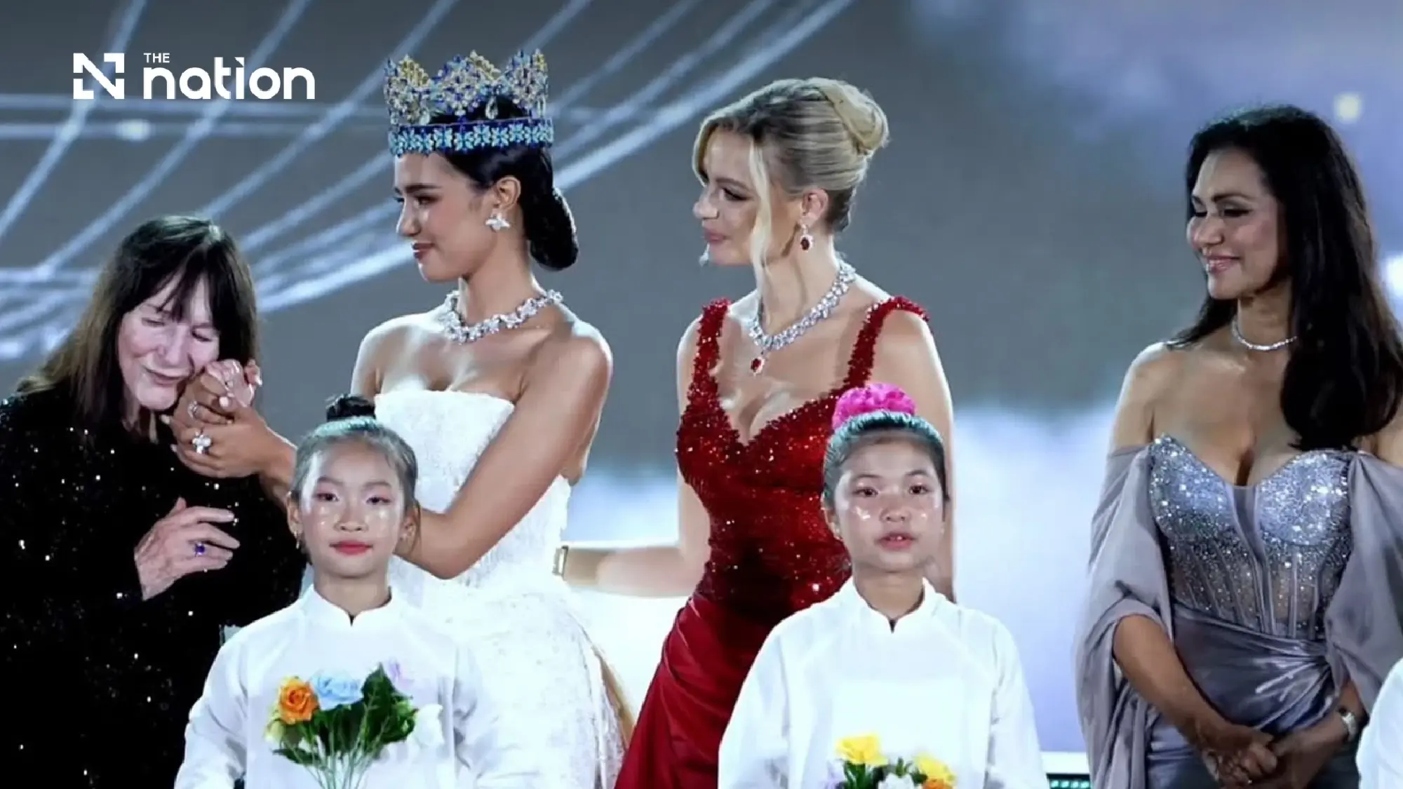 Opal ends Miss World reign in SIRIVANNAVARI silk gown