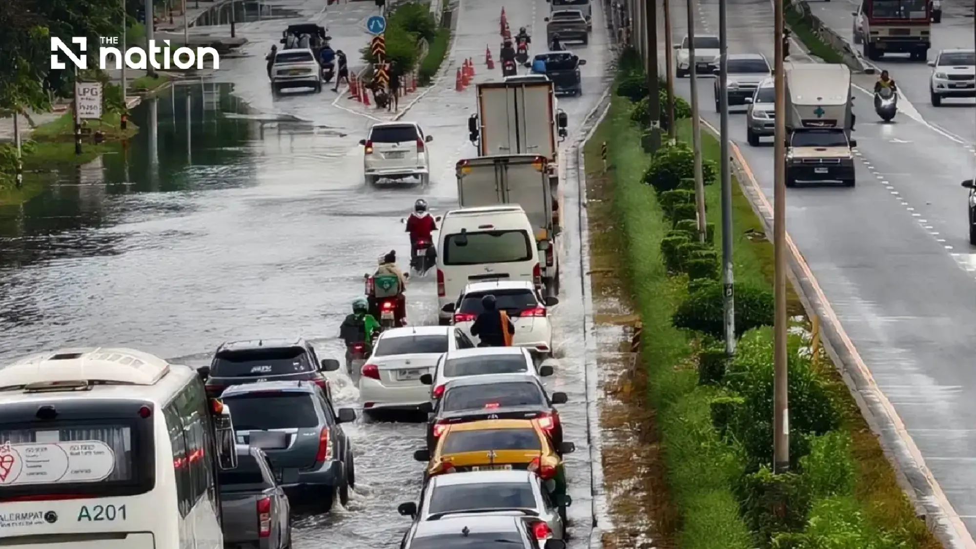 Bangkok roads flooded after overnight rain with more storms forecast