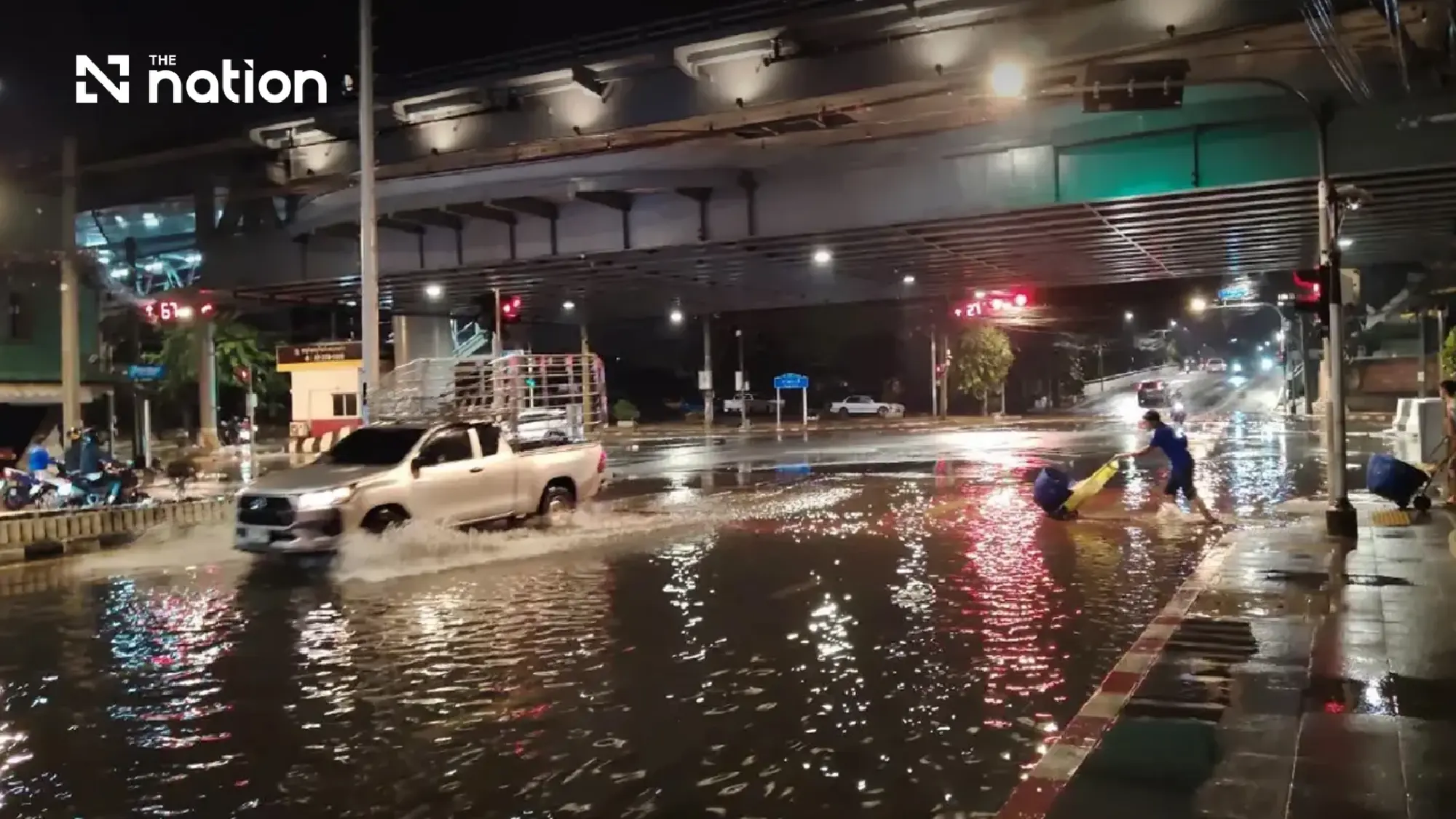 Bangkok roads flooded after overnight rain with more storms forecast