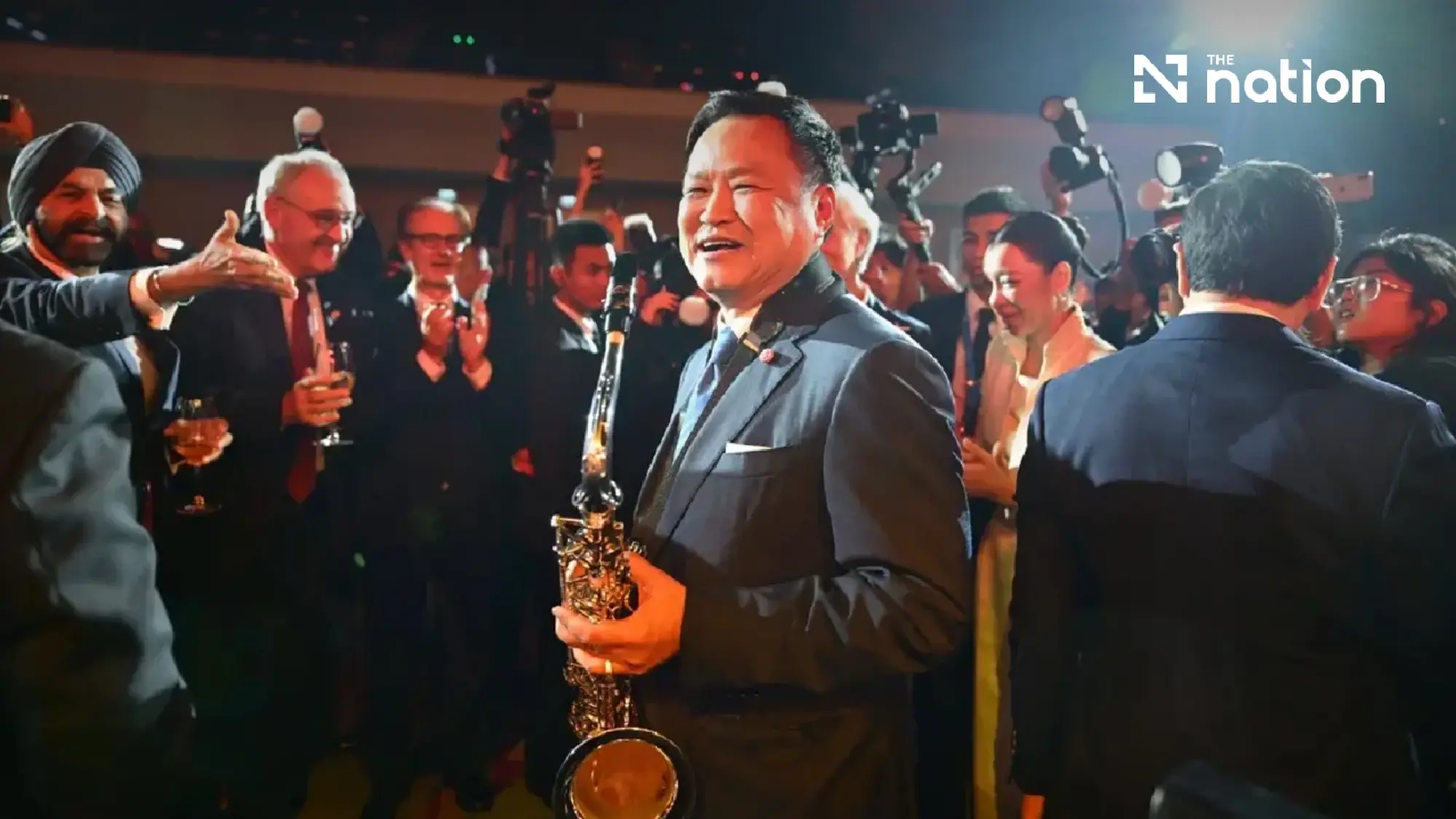 Anutin plays saxophone at IMF–World Bank reception, promotes Thai culture and hopes for lasting ties