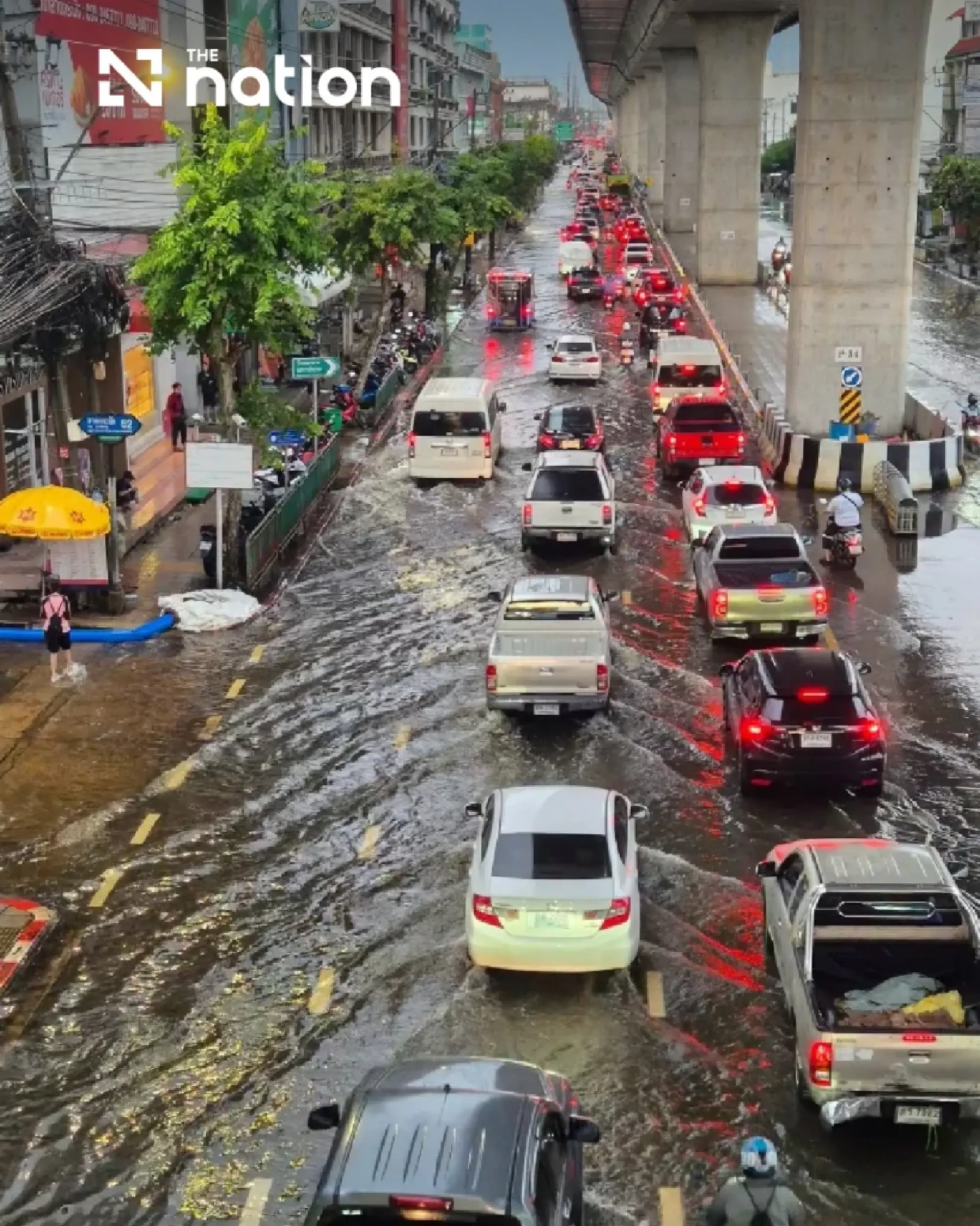 Bangkok roads flooded after overnight rain with more storms forecast