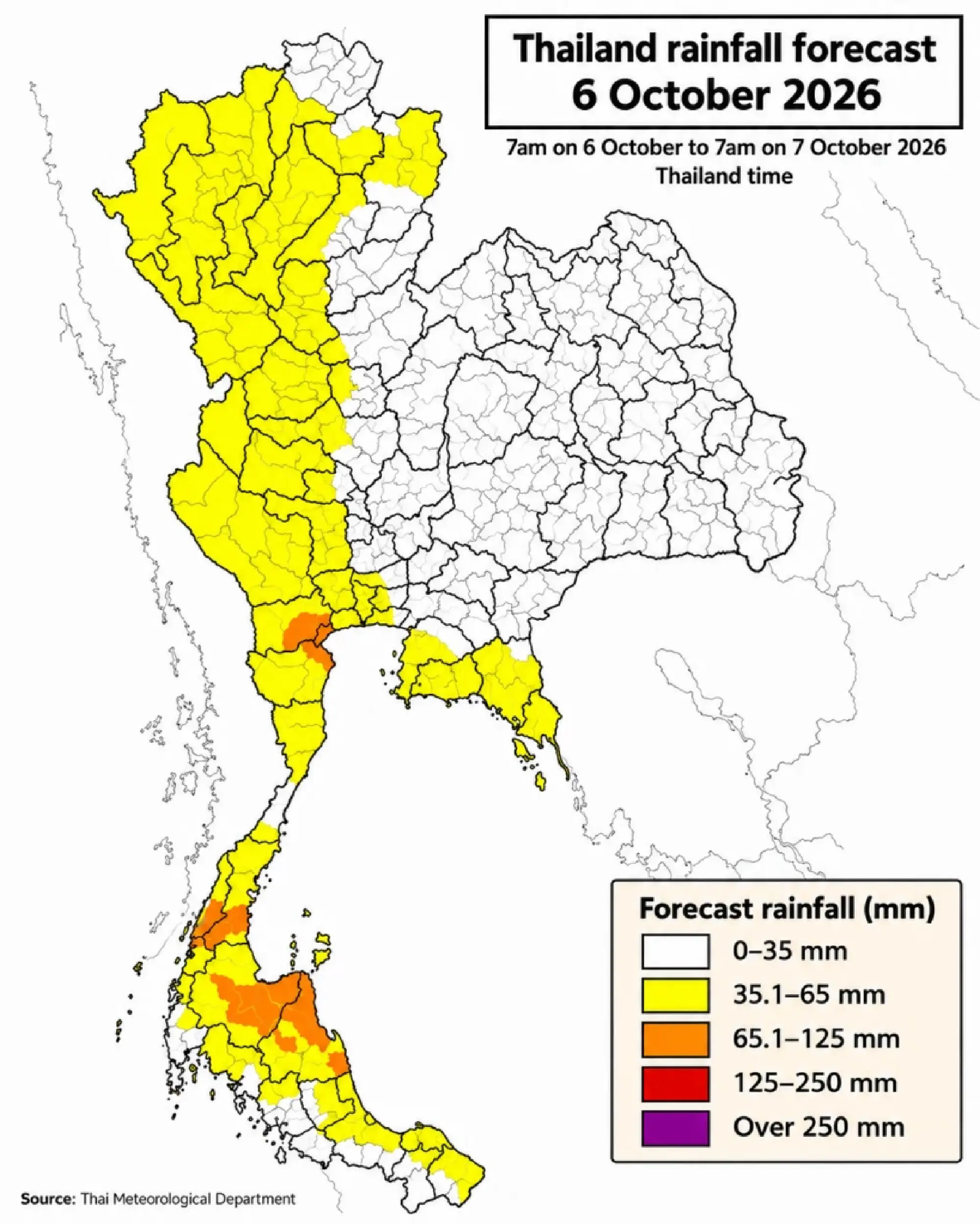 TMD warns of heavy rain in 4 Thai regions on October 6