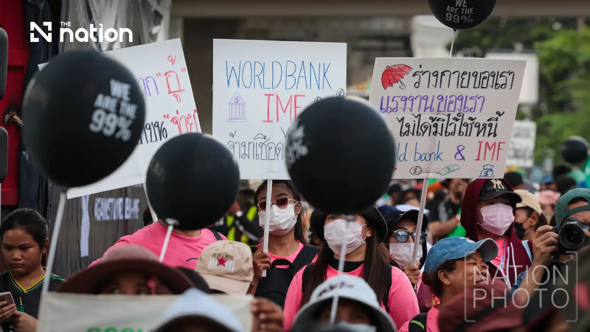 Over 1,000 Thai protesters accuse World Bank and IMF of favouring the rich on October 15