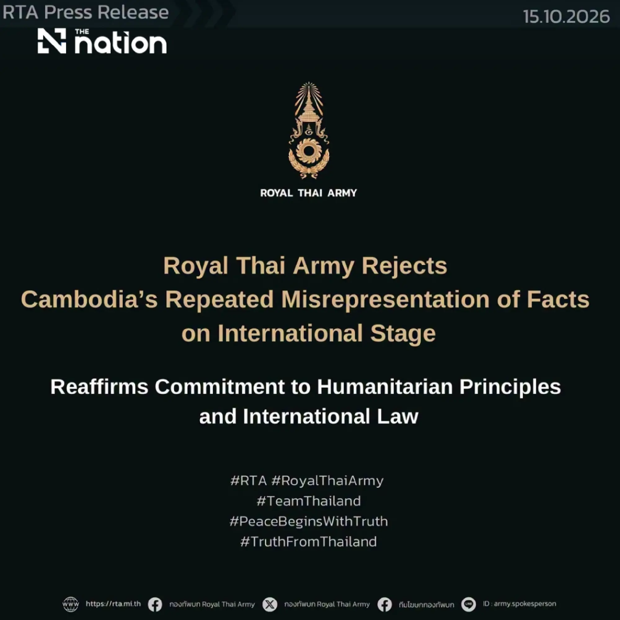 Thai army disputes Cambodia’s displacement claims at UN