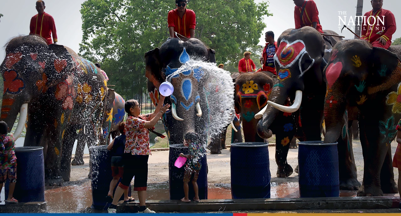 Songkran is here Ayutthaya trumpets message with colourful march of elephants