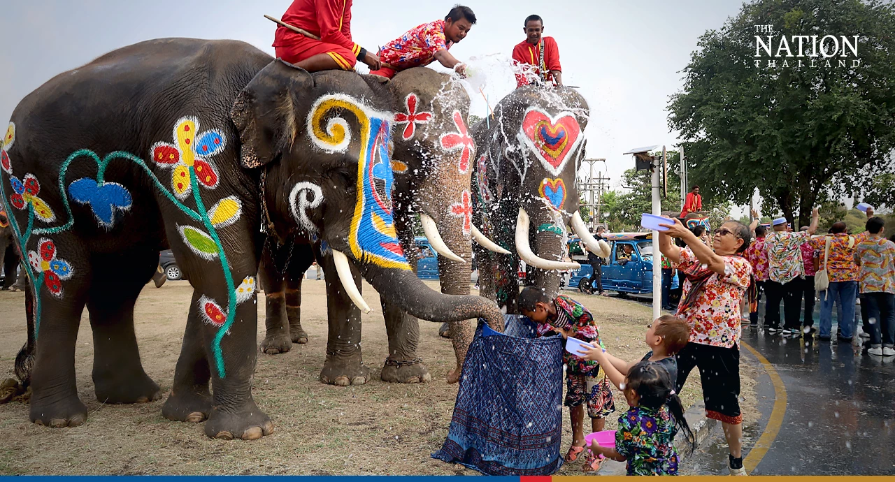 Songkran is here Ayutthaya trumpets message with colourful march of elephants