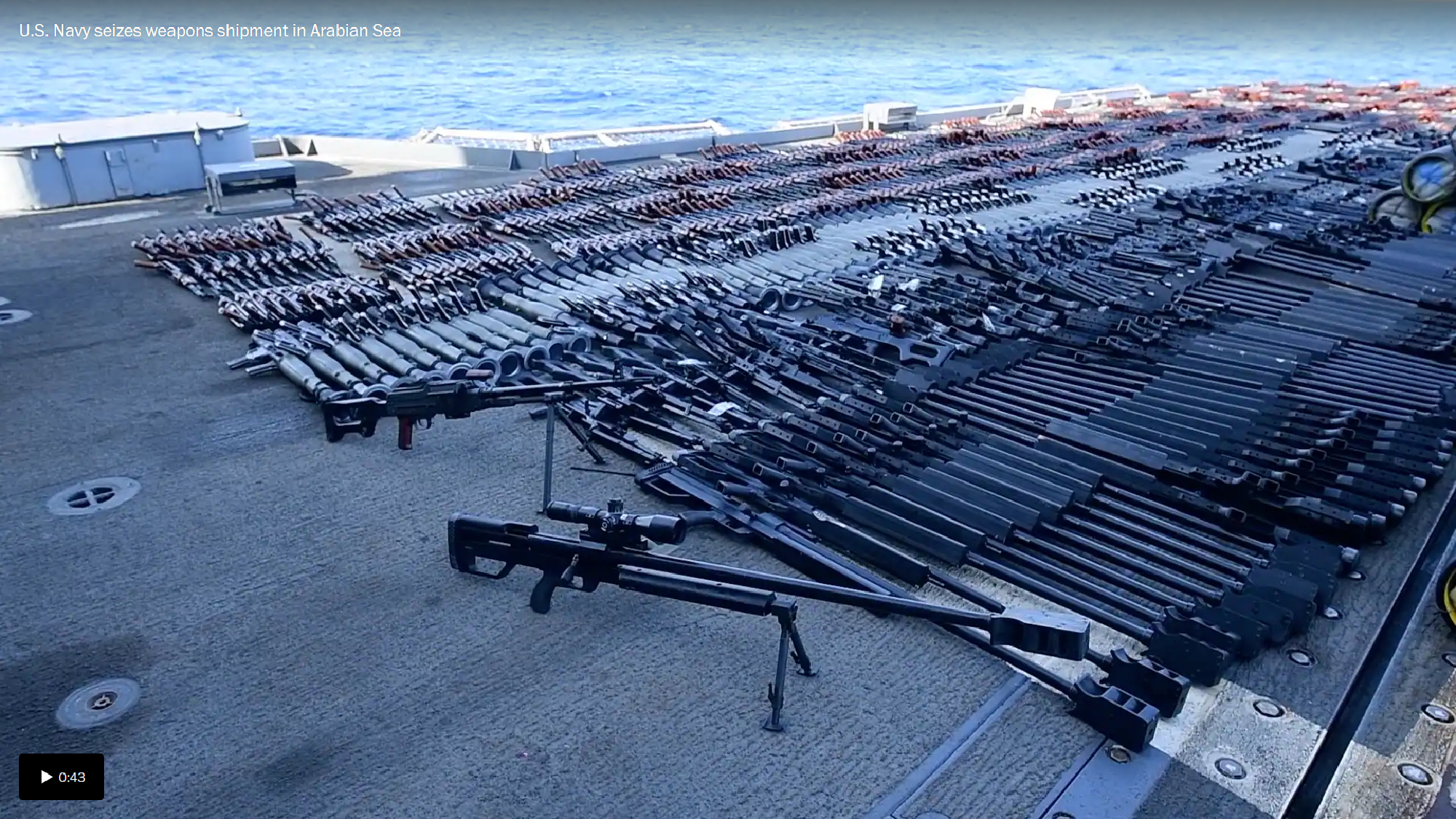 U.S. Navy shares photos of enormous Arabian Sea weapons seizure