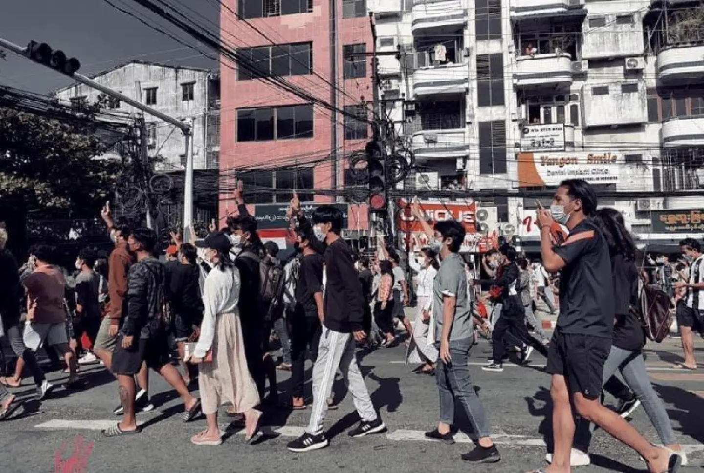 Myanmar spring protests held at several townships in Yangon