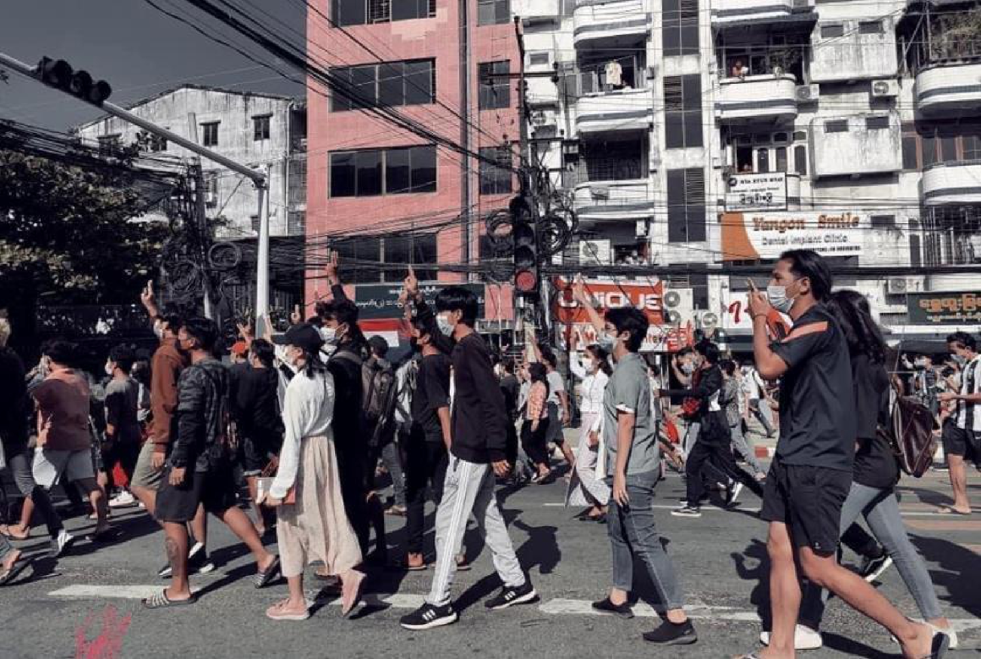 Myanmar spring protests held at several townships in Yangon