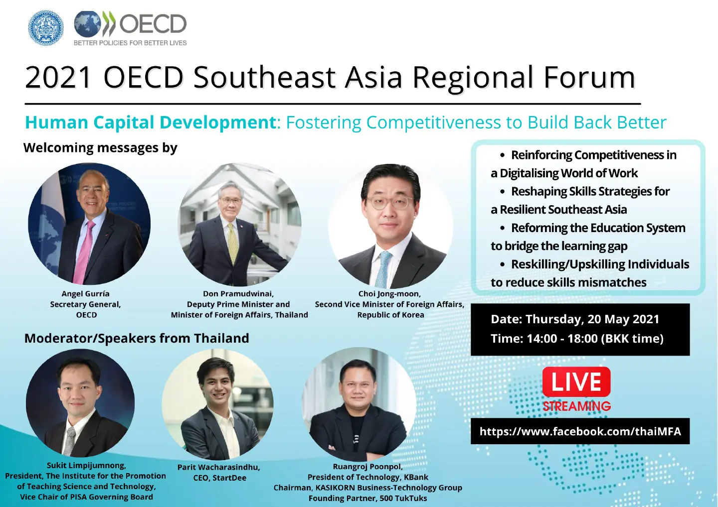 Thailand to Co-Host OECD Southeast Asia Regional Forum 2021 for Regional Cooperation to ‘Build Back Better’ After COVID-19