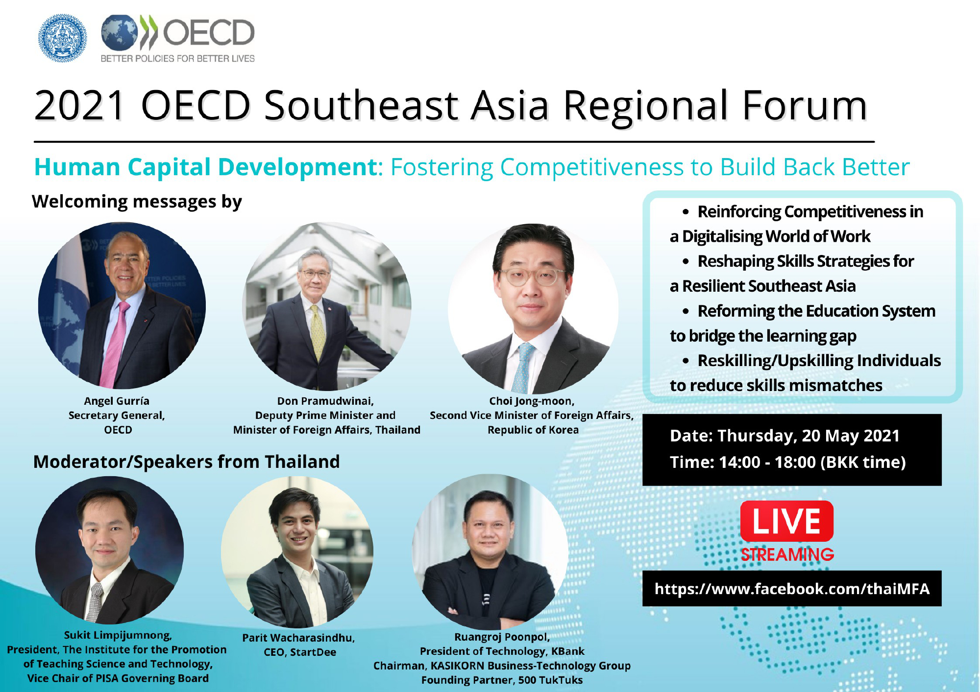 Thailand to Co-Host OECD Southeast Asia Regional Forum 2021 for Regional Cooperation to ‘Build Back Better’ After COVID-19