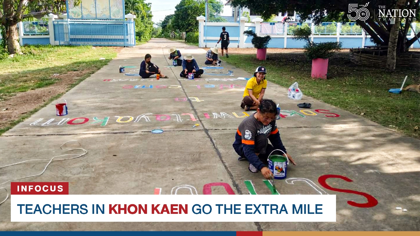 Teachers in Khon Kaen  have drawn short, fun language and maths lessons on the road